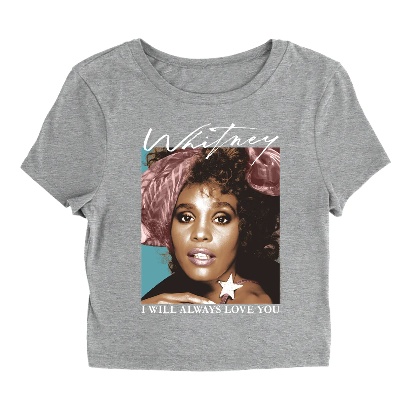 Whitney Houston Women's T-Shirt | 1987 Whitney Pastel Image Distressed Whitney Houston Baby Tee