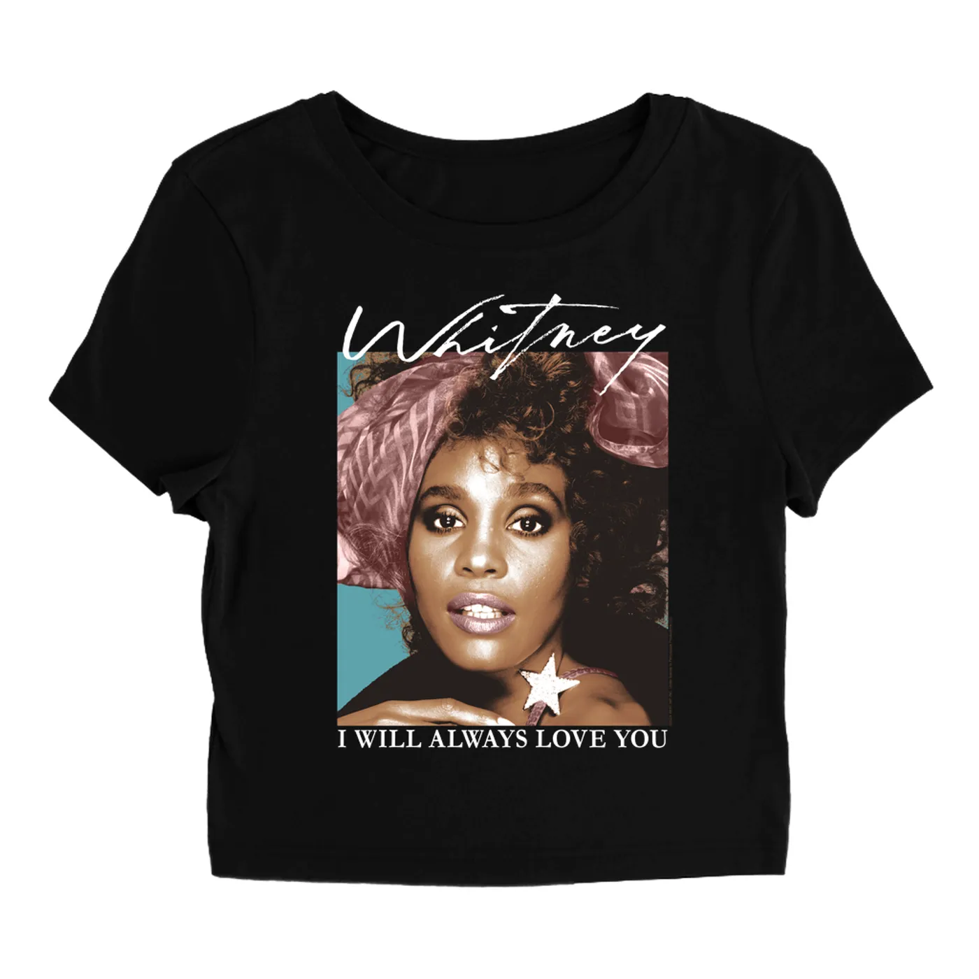 Whitney Houston Women's T-Shirt | 1987 Whitney Pastel Image Distressed Whitney Houston Baby Tee