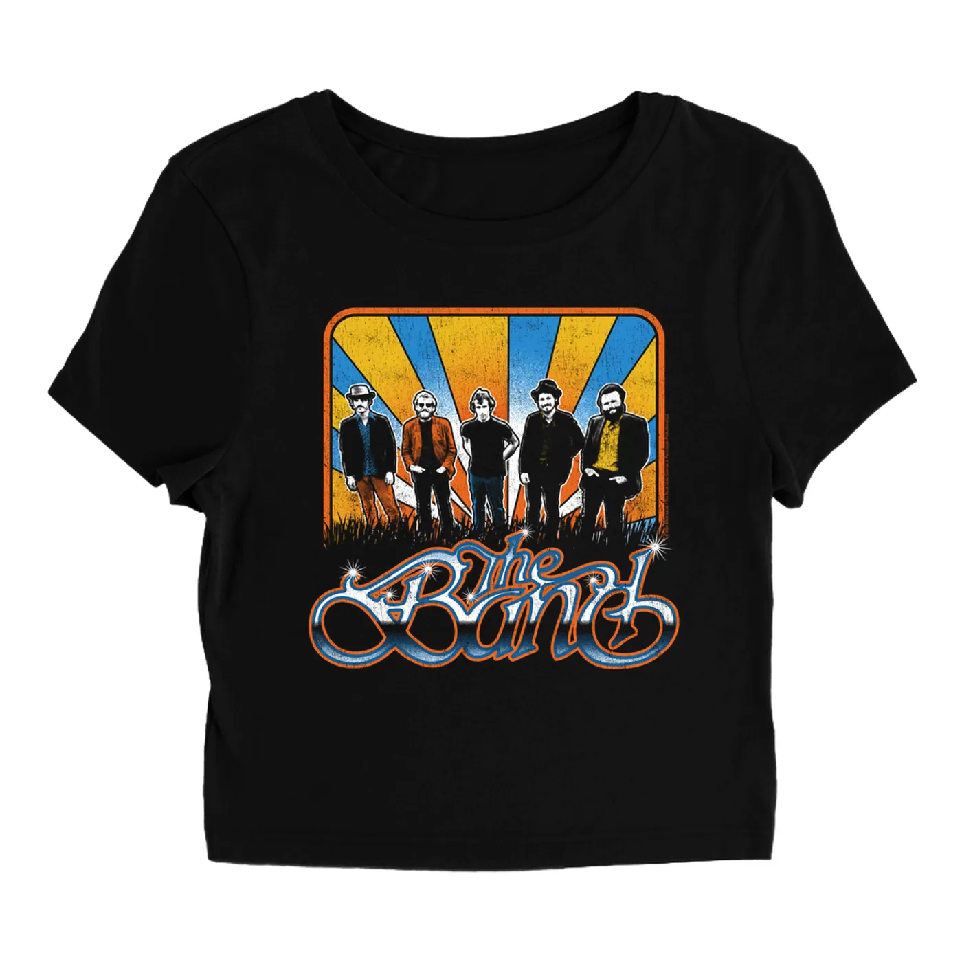 The Band Women's T-Shirt | Colorful Retro Group Design Distressed (Merchbar Exclusive) The Band Baby Tee