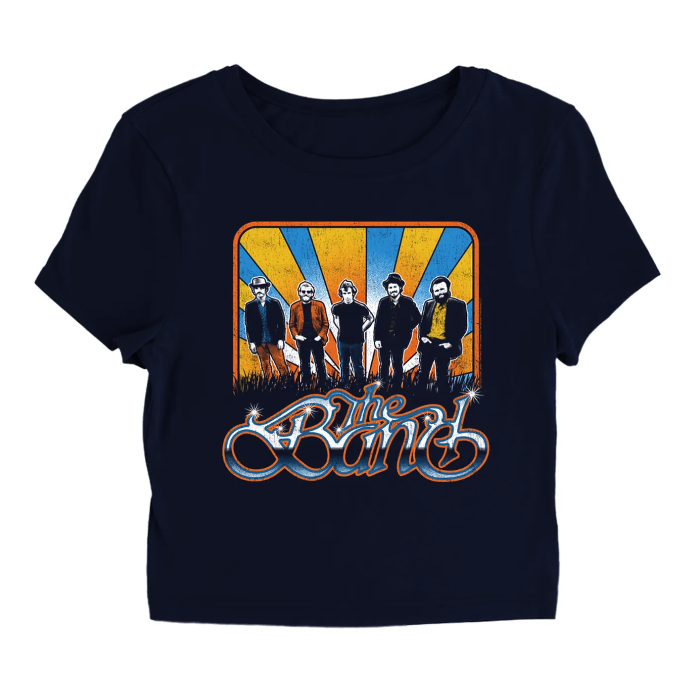 The Band Women's T-Shirt | Colorful Retro Group Design Distressed (Merchbar Exclusive) The Band Baby Tee