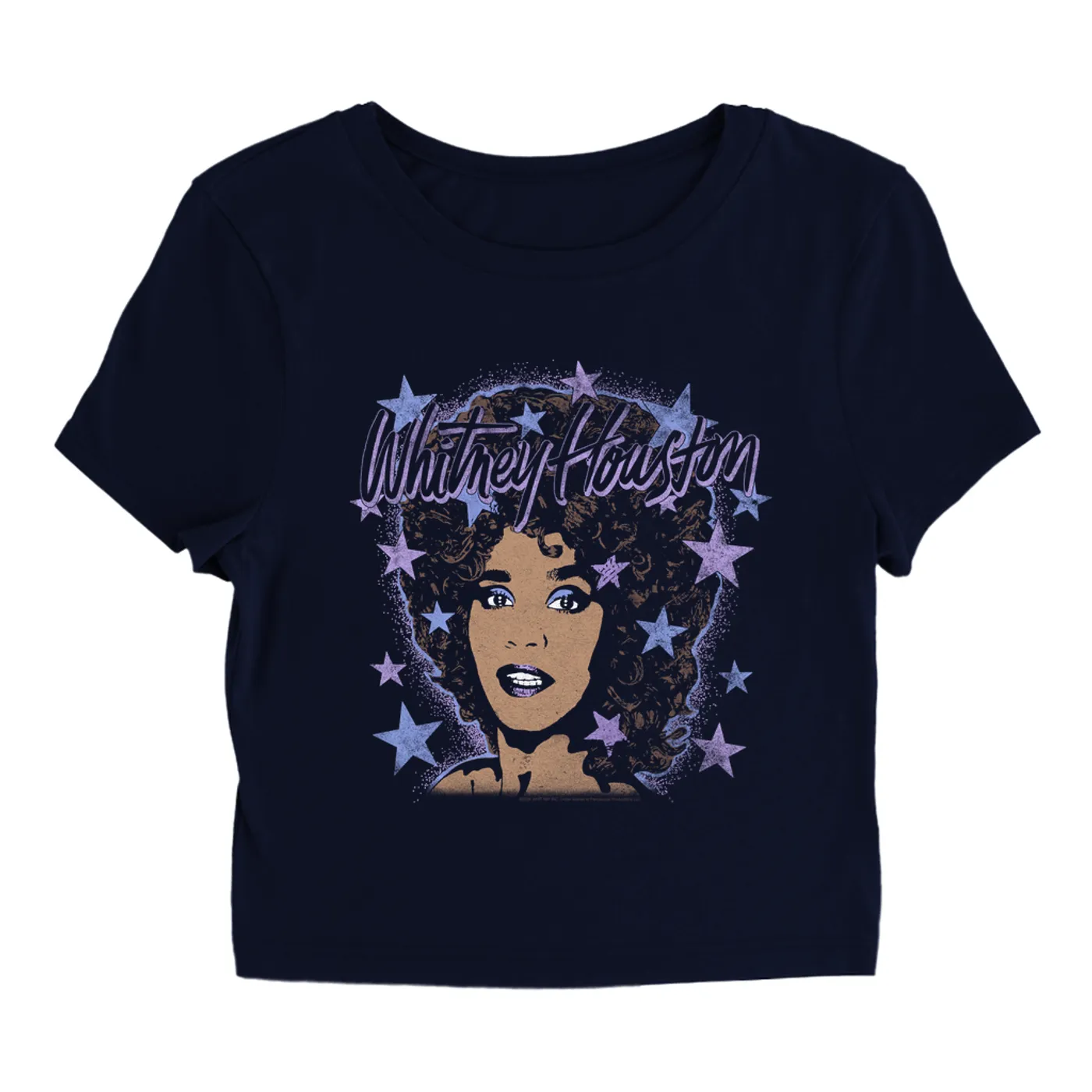 Whitney Houston Women's T-Shirt | Purple Stars Design Whitney Houston Baby Tee