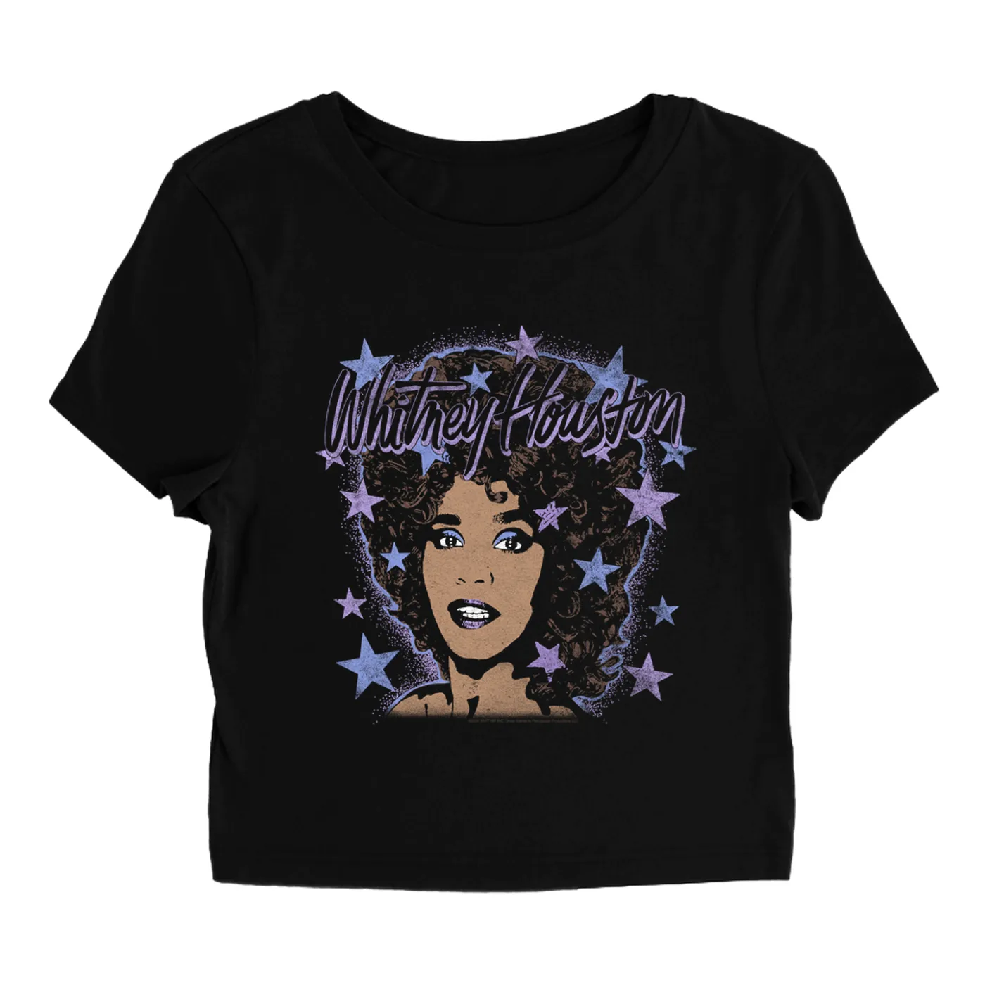 Whitney Houston Women's T-Shirt | Purple Stars Design Whitney Houston Baby Tee