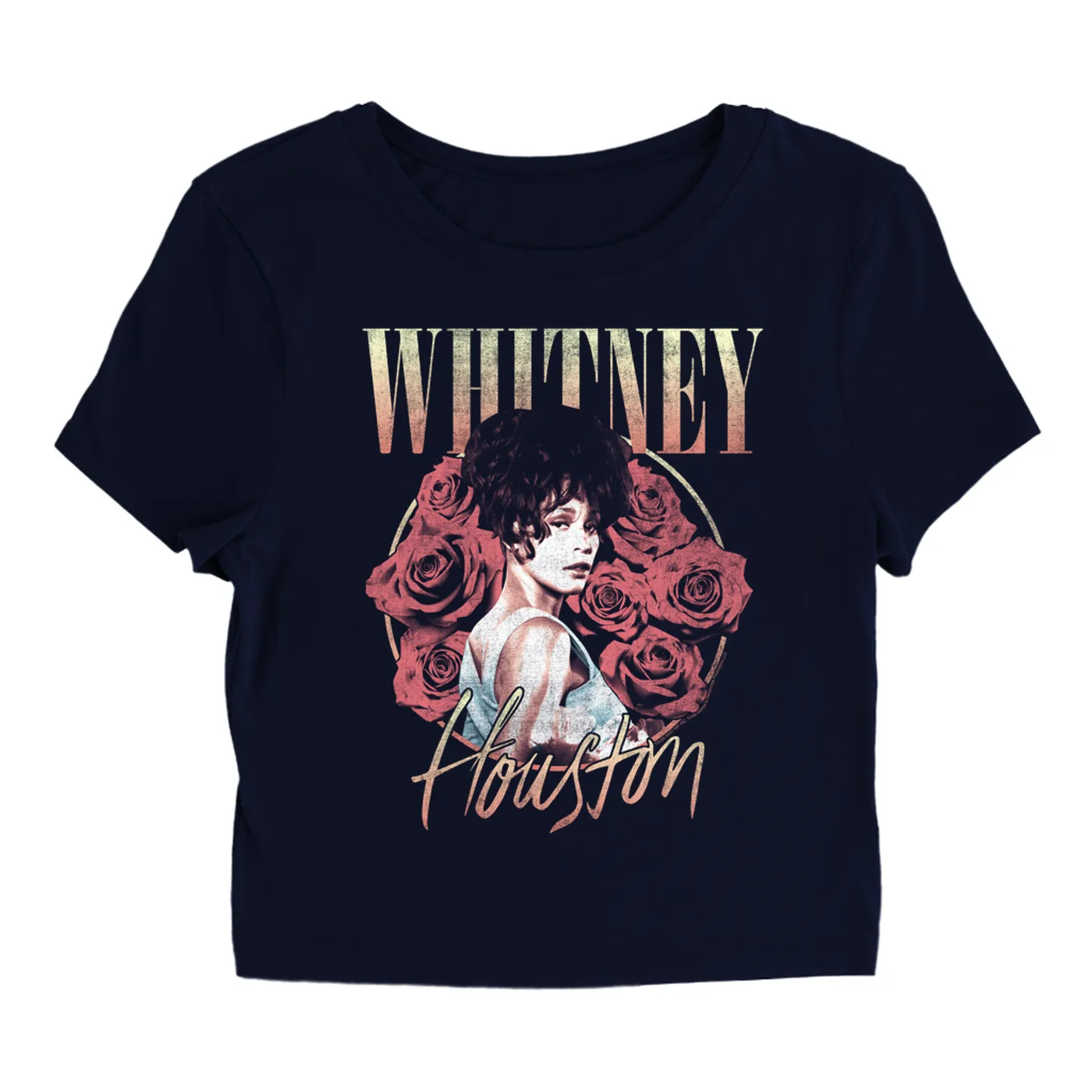 Whitney Houston Women's T-Shirt | Rose Bouquet Distressed (Merchbar Exclusive) Whitney Houston Baby Tee