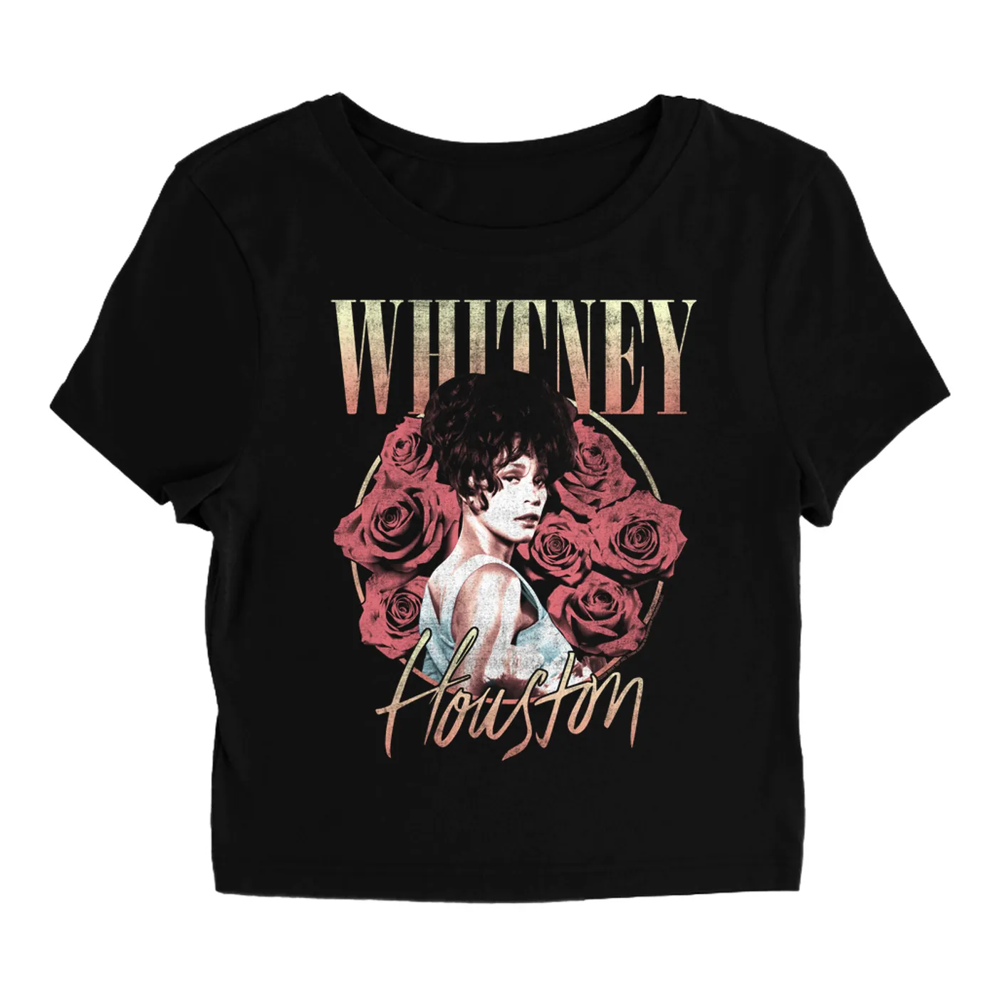 Whitney Houston Women's T-Shirt | Rose Bouquet Distressed (Merchbar Exclusive) Whitney Houston Baby Tee