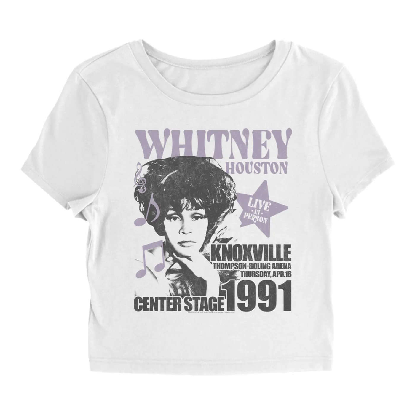 Whitney Houston Women's T-Shirt | Knoxville 1991 Concert Distressed (Merchbar Exclusive) Whitney Houston Baby Tee