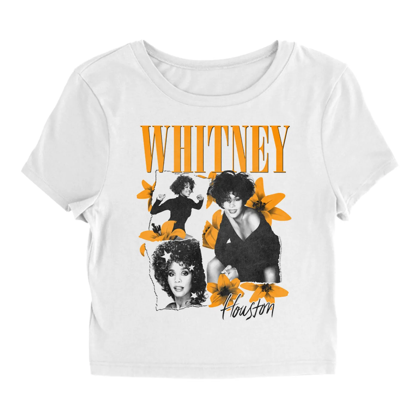 Whitney Houston Women's T-Shirt | Marigold Lily Stargazer Design (Merchbar Exclusive) Whitney Houston Baby Tee