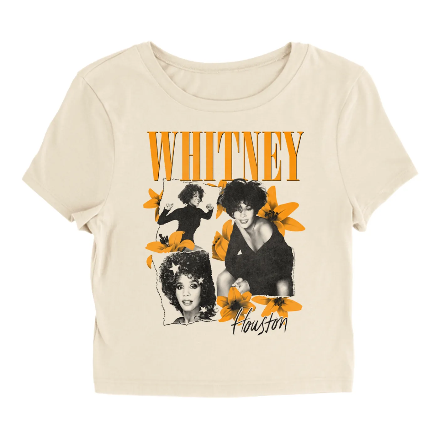Whitney Houston Women's T-Shirt | Marigold Lily Stargazer Design (Merchbar Exclusive) Whitney Houston Baby Tee