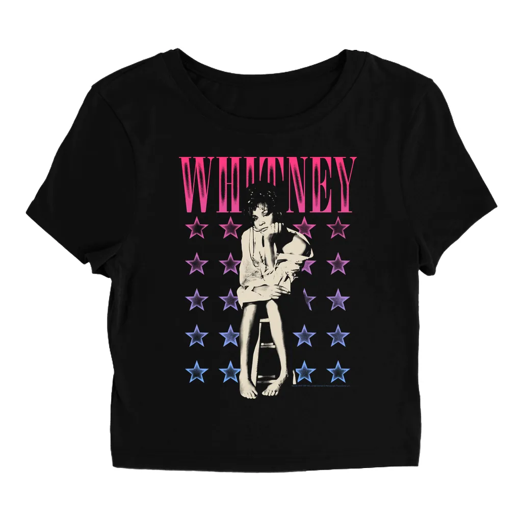 Women's T-Shirt | Colorful Ombre Stars Design Distressed Baby Tee