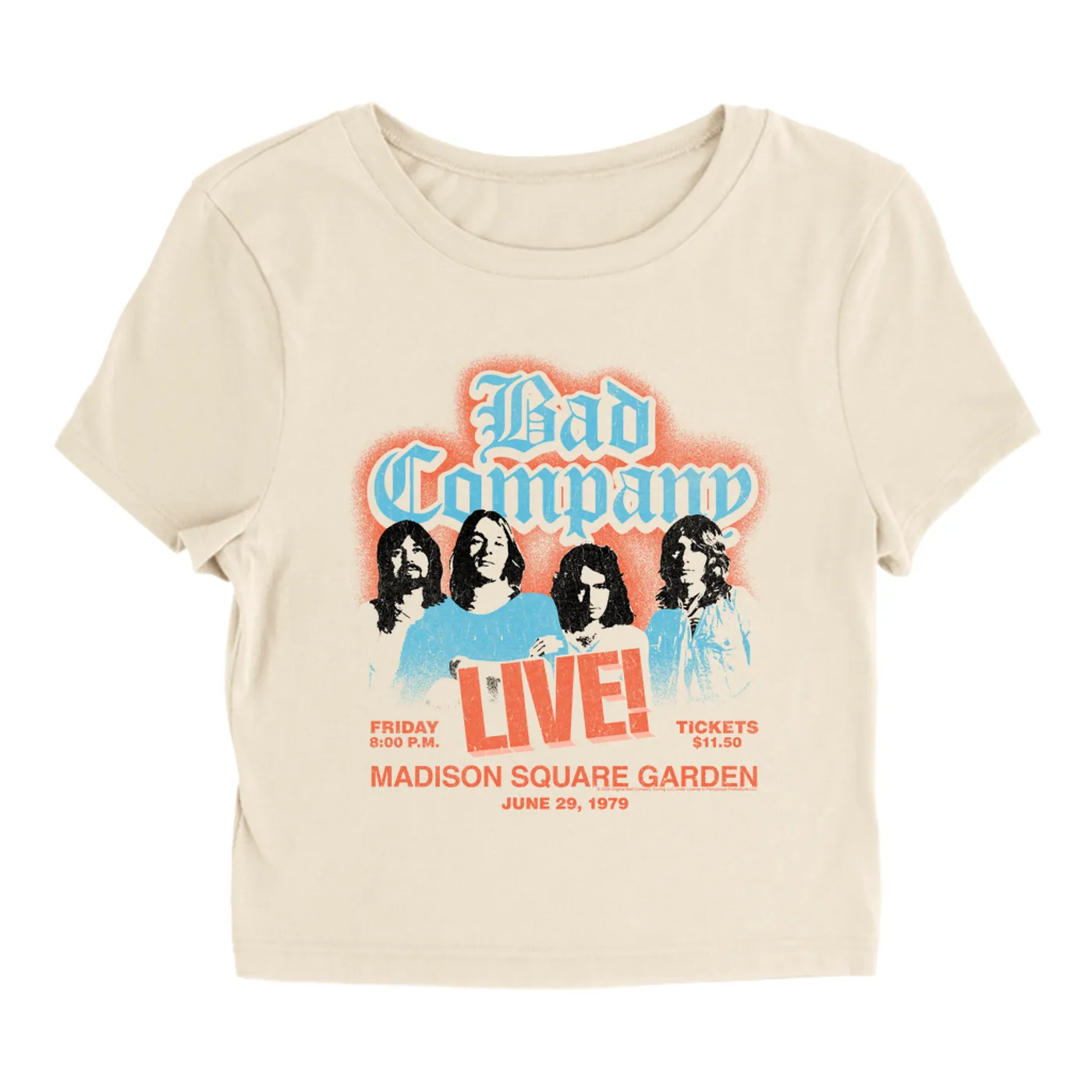 Bad Company Women's T-Shirt | LIVE At Madison Square Garden Concert Distressed (Merchbar Exclusive) Bad Company Baby Tee