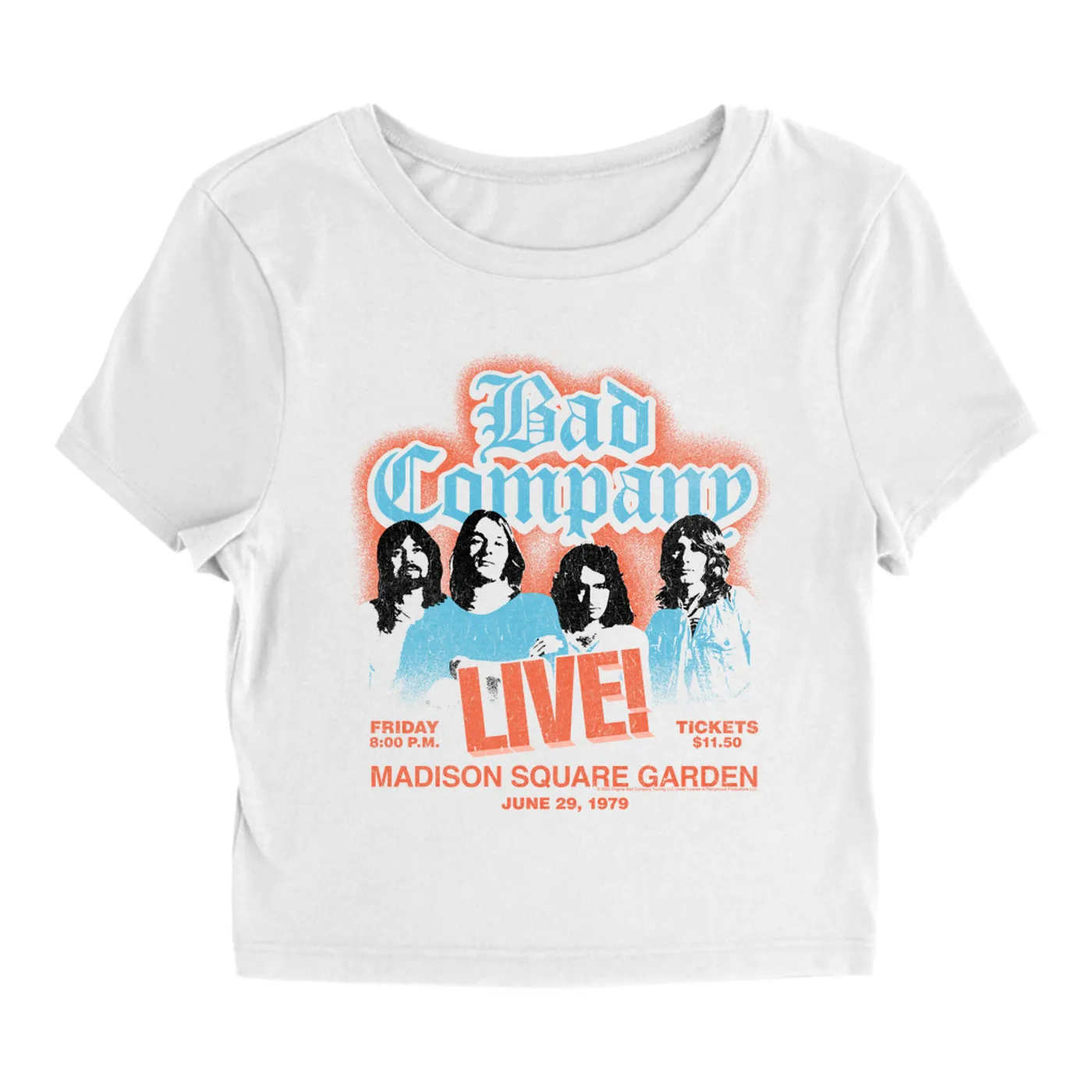 Bad Company Women's T-Shirt | LIVE At Madison Square Garden Concert Distressed (Merchbar Exclusive) Bad Company Baby Tee