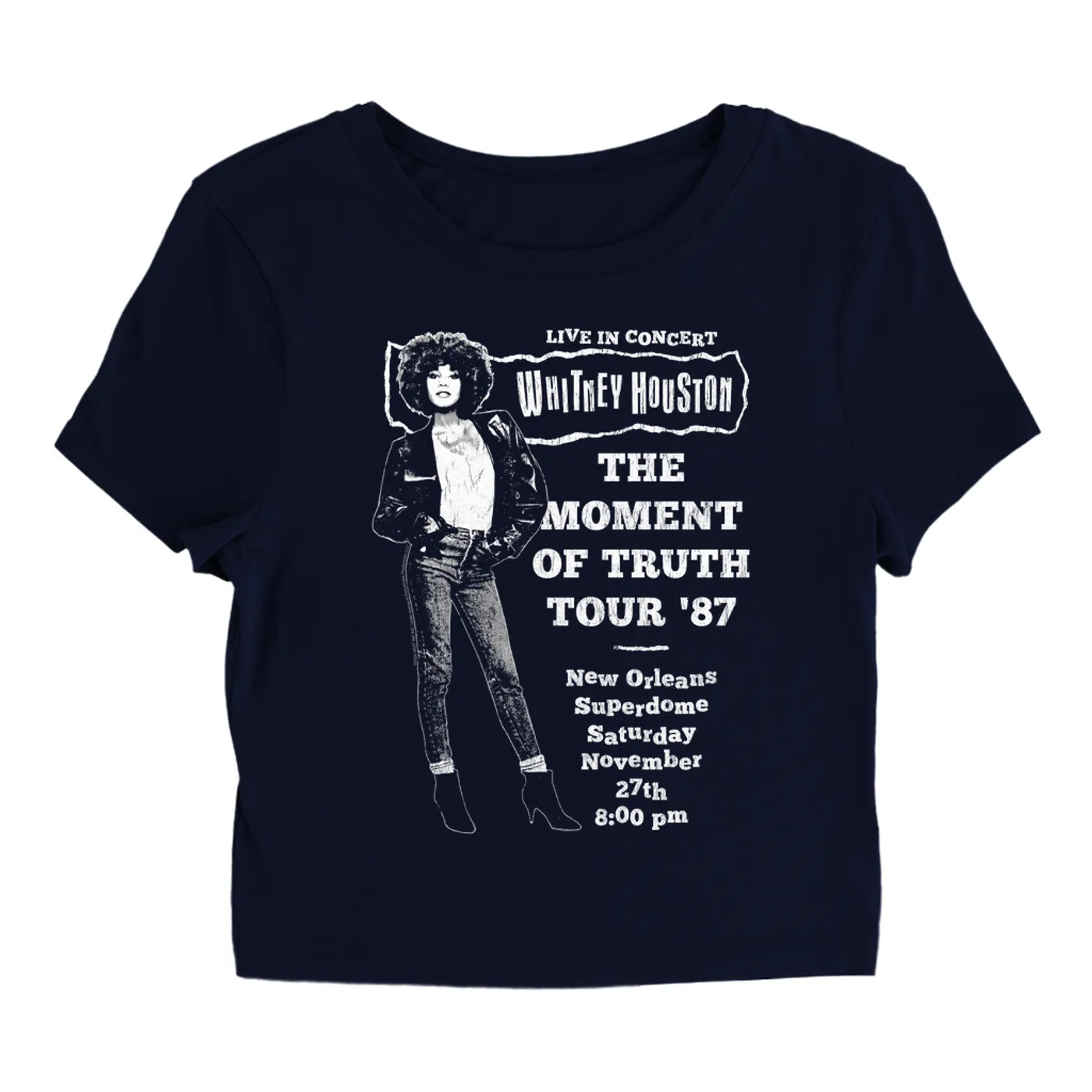 Whitney Houston Women's T-Shirt | LIVE The Moment Of Truth Tour Distressed (Merchbar Exclusive) Whitney Houston Baby Tee