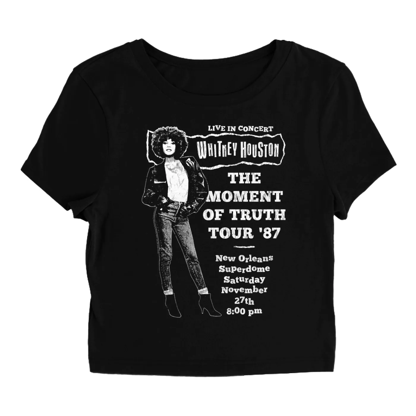 Whitney Houston Women's T-Shirt | LIVE The Moment Of Truth Tour Distressed (Merchbar Exclusive) Whitney Houston Baby Tee
