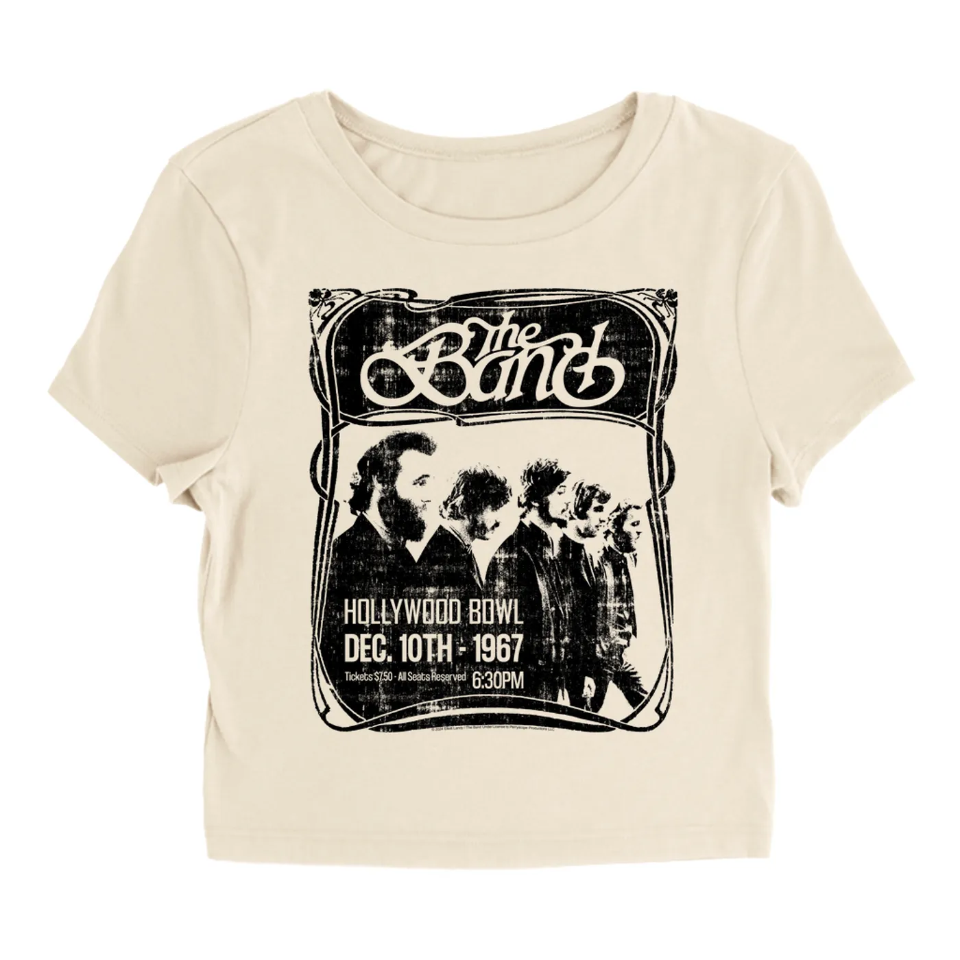 The Band Women's T-Shirt | Hollywood Bowl 1967 Concert Distressed (Merchbar Exclusive) The Band Baby Tee
