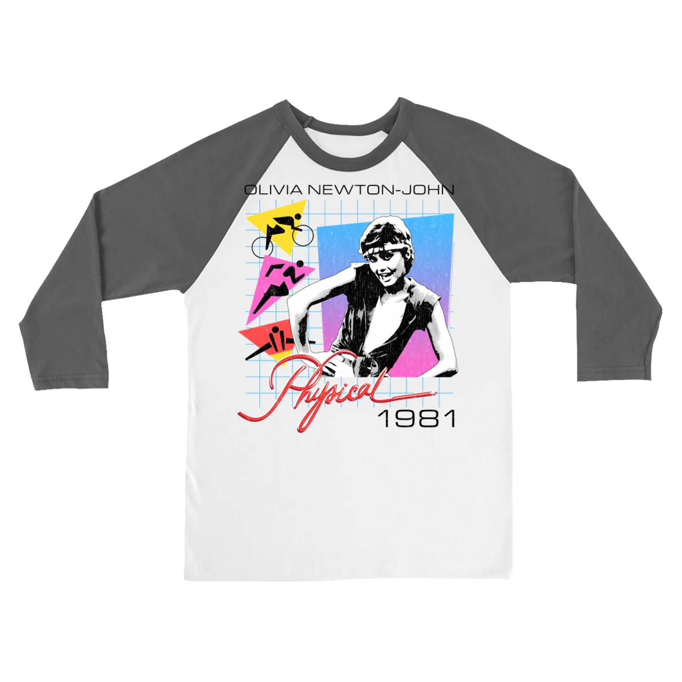 Olivia Newton-John 3/4 Sleeve Baseball Tee | Let's Get Physical 1981 (Merchbar Exclusive) Olivia Newton John Shirt