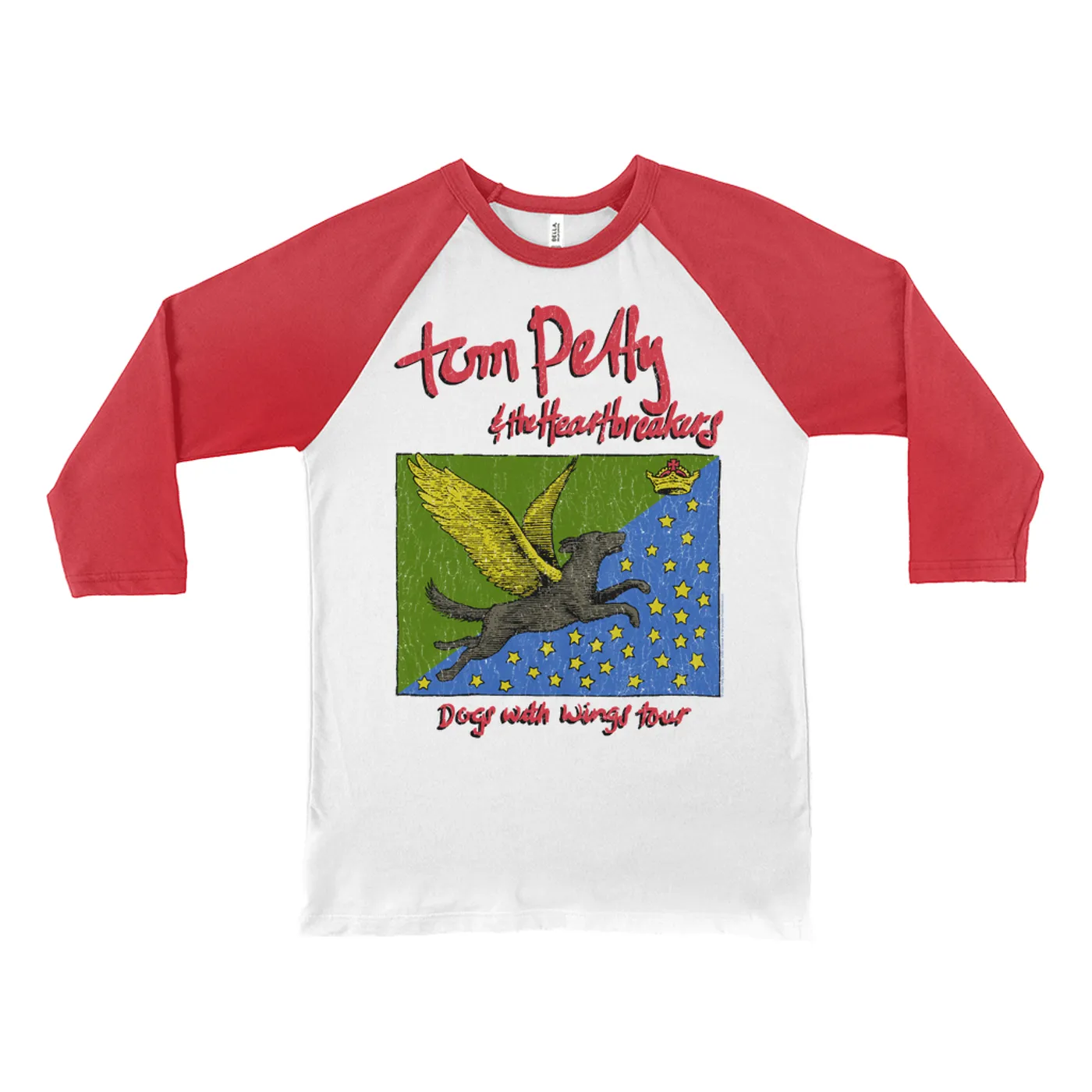Tom Petty and the Heartbreakers 3/4 Sleeve Baseball Tee | Dogs WIth Wings 1995 Tour Tom Petty Shirt