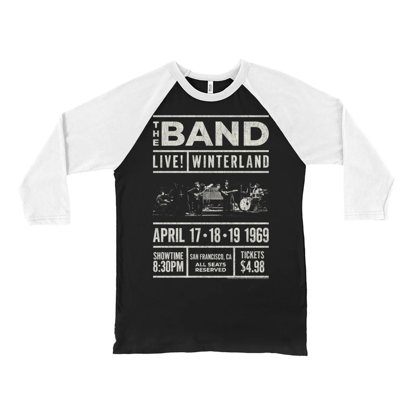 The Band 3/4 Sleeve Baseball Tee | Winterland 1969 Concert Distressed (Merchbar Exclusive) The Band Shirt