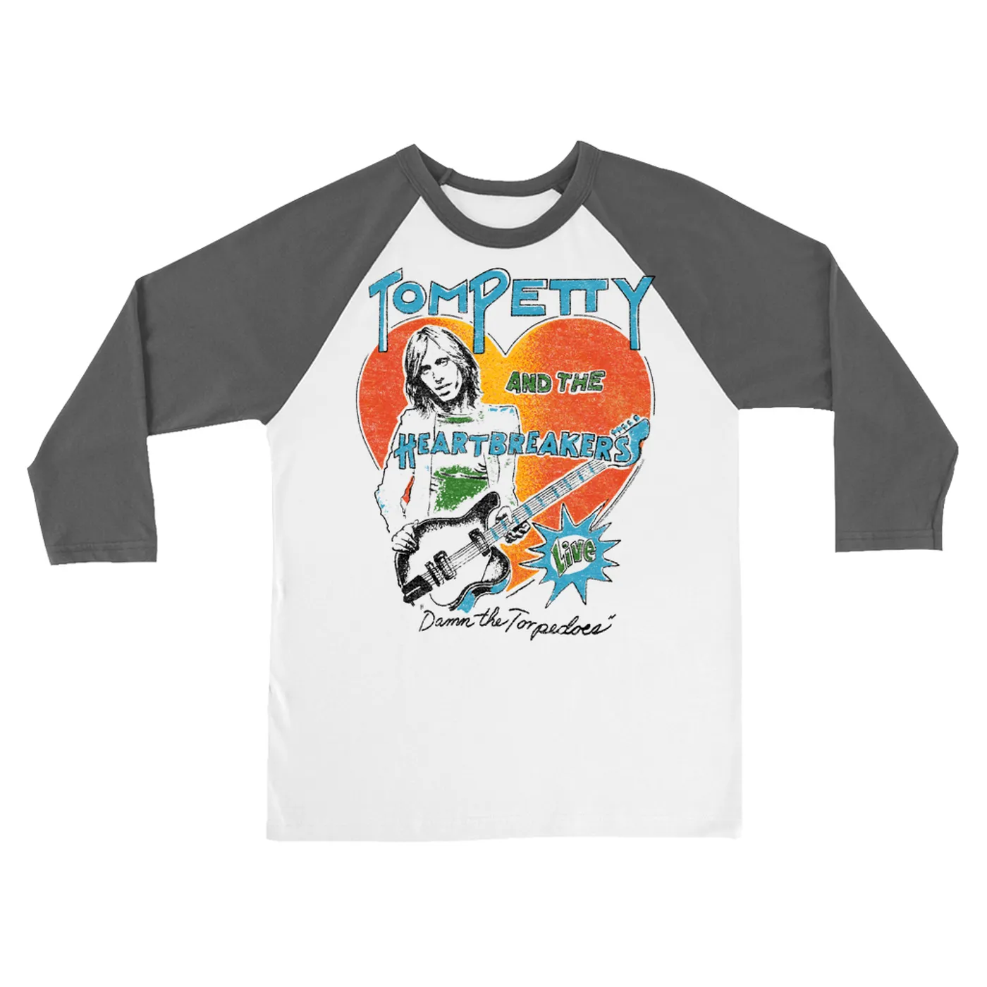 Tom Petty and the Heartbreakers 3/4 Sleeve Baseball Tee | LIVE! Damn The Torpedoes Distressed Shirt