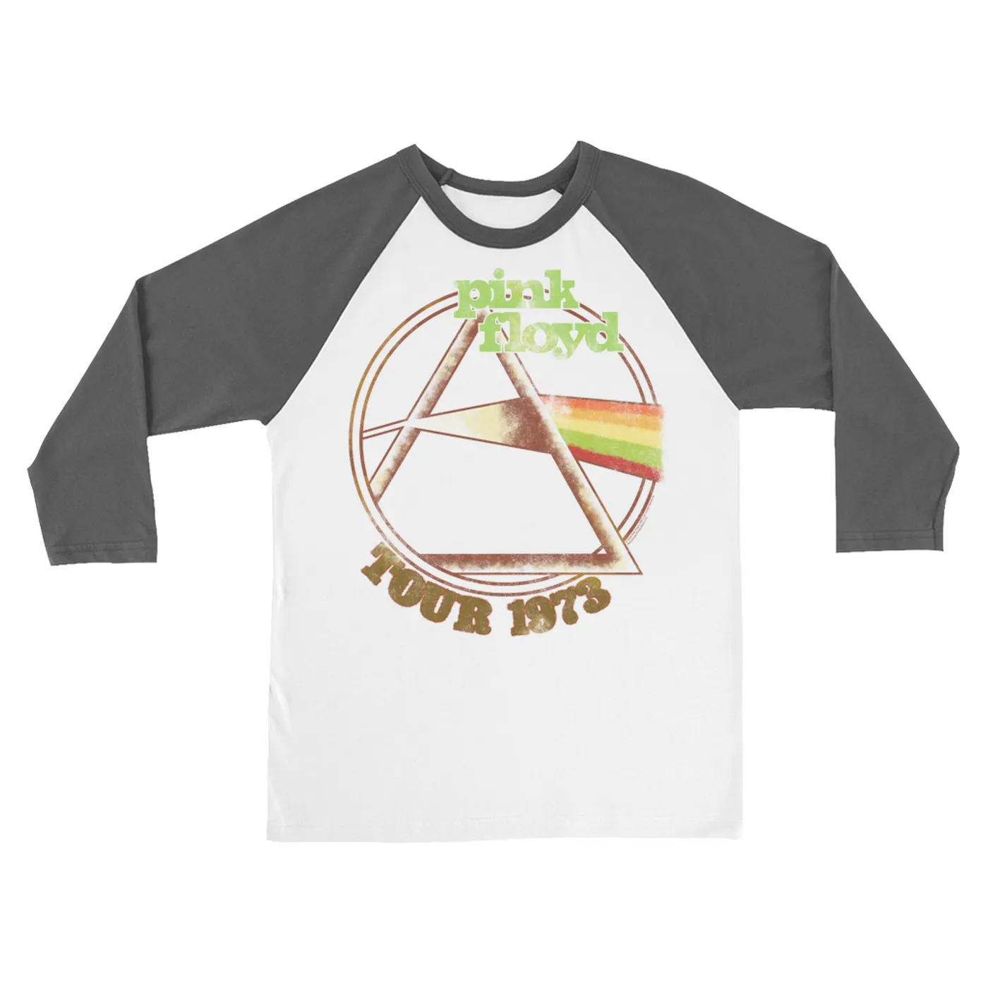 Pink Floyd 3/4 Sleeve Baseball Tee | Retro Green Tour 1973 Distressed Pink Floyd Shirt