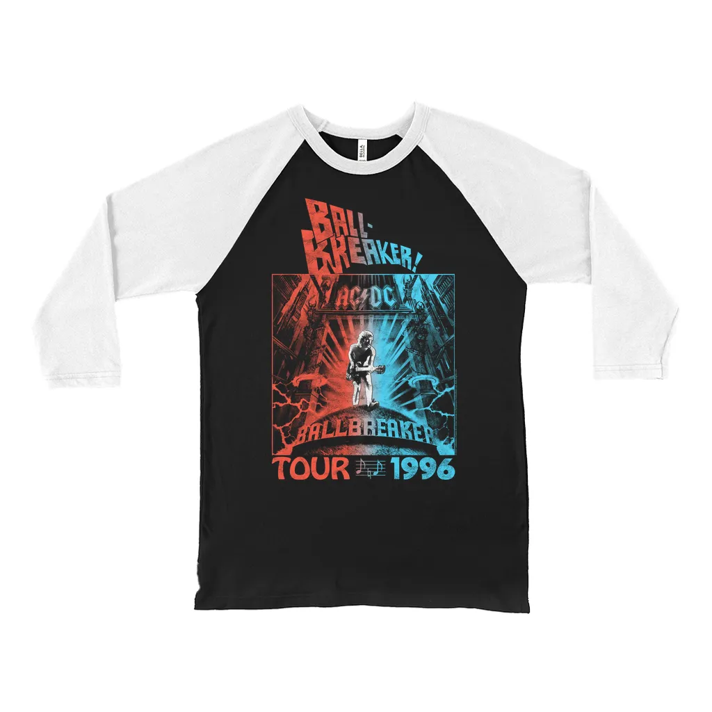 3/4 Sleeve Baseball Tee | 1996 Tour Ball Breaker Red Blue Ombre Shirt