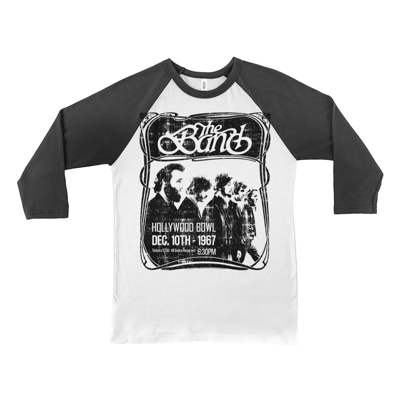 The Band 3/4 Sleeve Baseball Tee | Hollywood Bowl 1967 Concert Distressed (Merchbar Exclusive) The Band Shirt