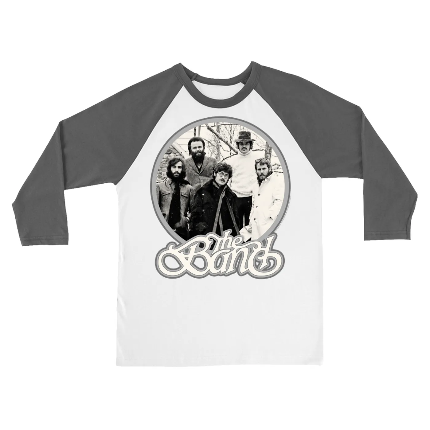 The Band 3/4 Sleeve Baseball Tee | Silver Group Logo Design The Band Shirt
