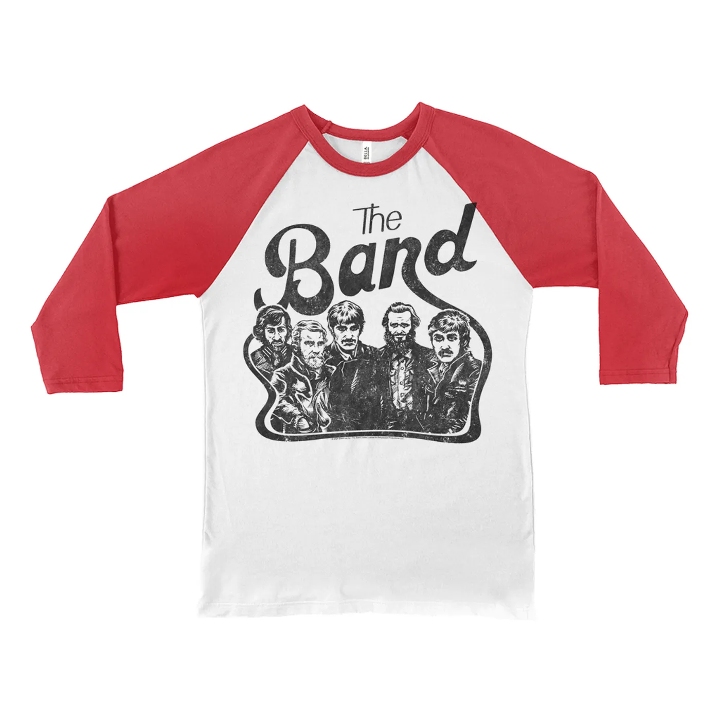 The Band 3/4 Sleeve Baseball Tee | Vintage Sketch Design Distressed (Merchbar Exclusive) The Band Shirt