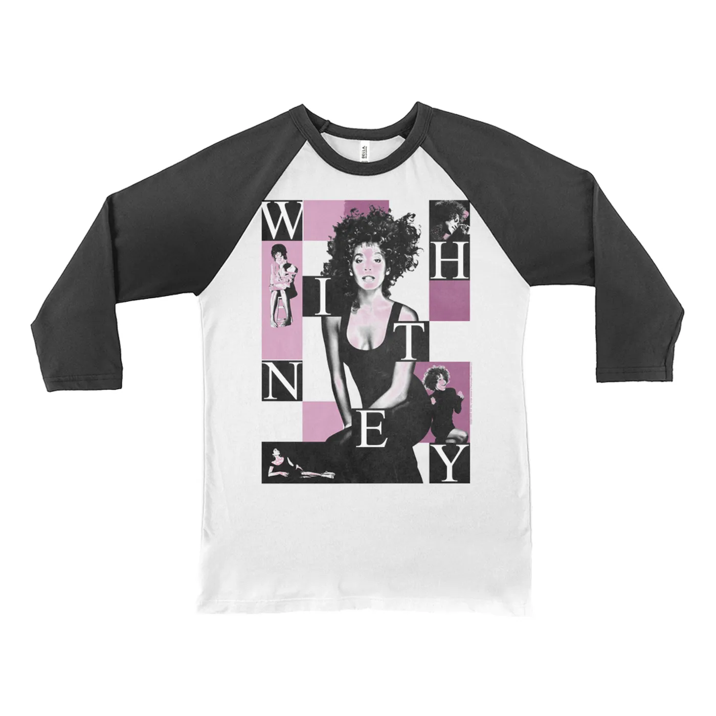Whitney Houston 3/4 Sleeve Baseball Tee | Purple Block Collage (Merchbar Exclusive) Whitney Houston Shirt