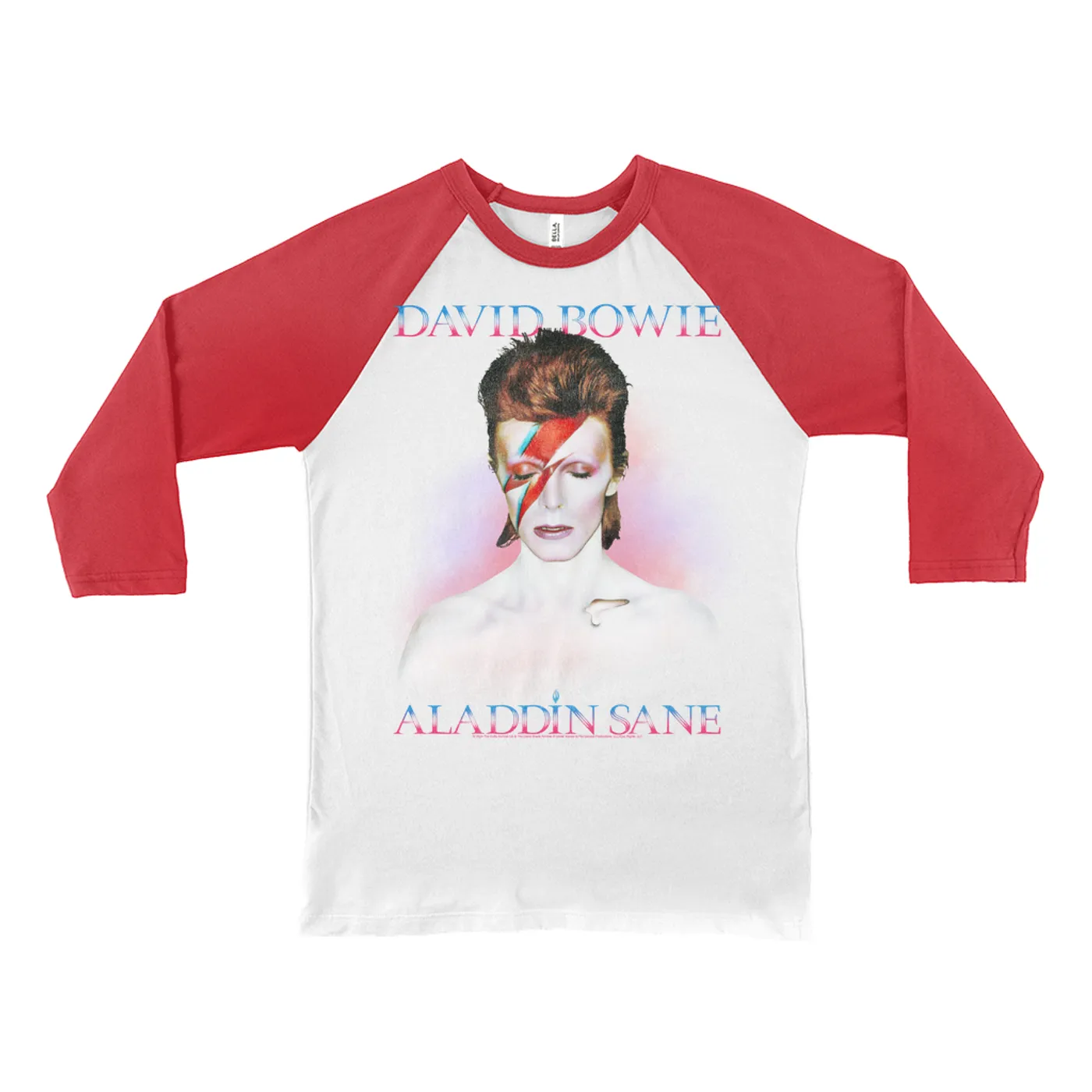 David Bowie 3/4 Sleeve Baseball Tee | Aladdin Sane Album Cover Glow Design Distressed David Bowie Shirt