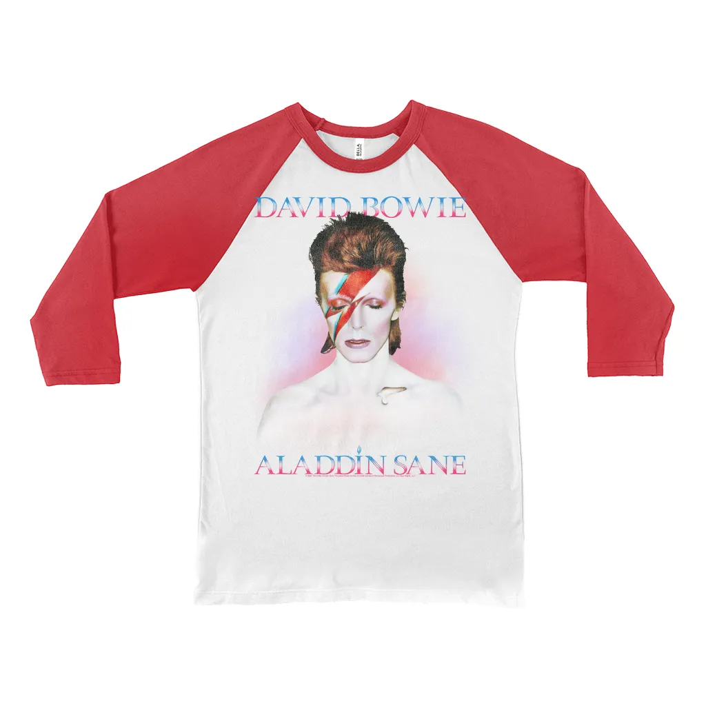 3/4 Sleeve Baseball Tee | Aladdin Sane Album Cover Glow Design Distressed Shirt