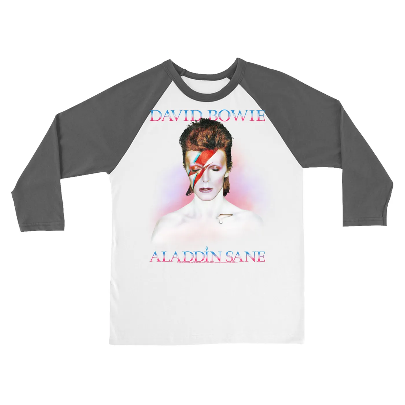 David Bowie 3/4 Sleeve Baseball Tee | Aladdin Sane Album Cover Glow Design Distressed David Bowie Shirt