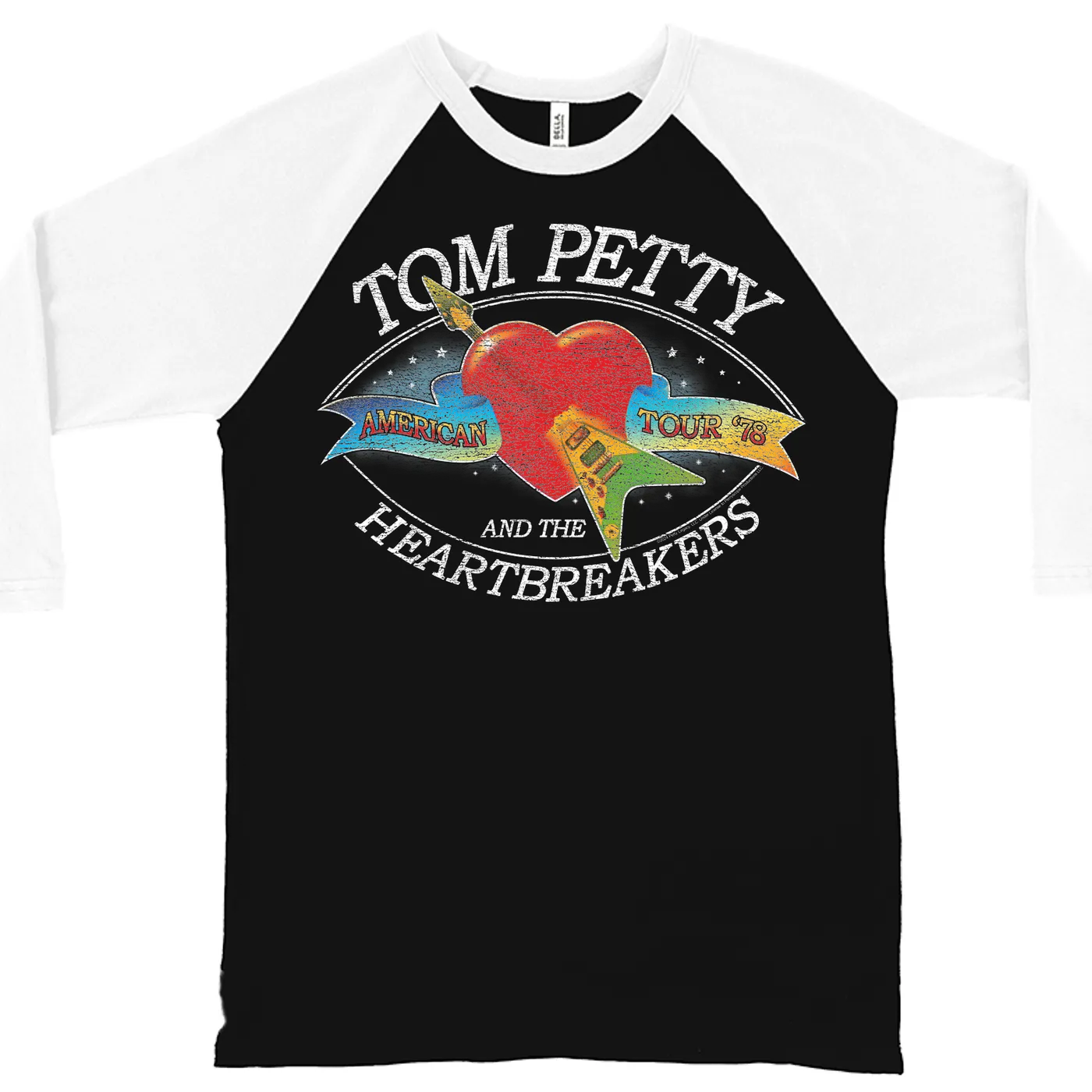 Tom Petty and the Heartbreakers 3/4 Sleeve Baseball Tee | American Tour '78 Logo Distressed Tom Petty Shirt