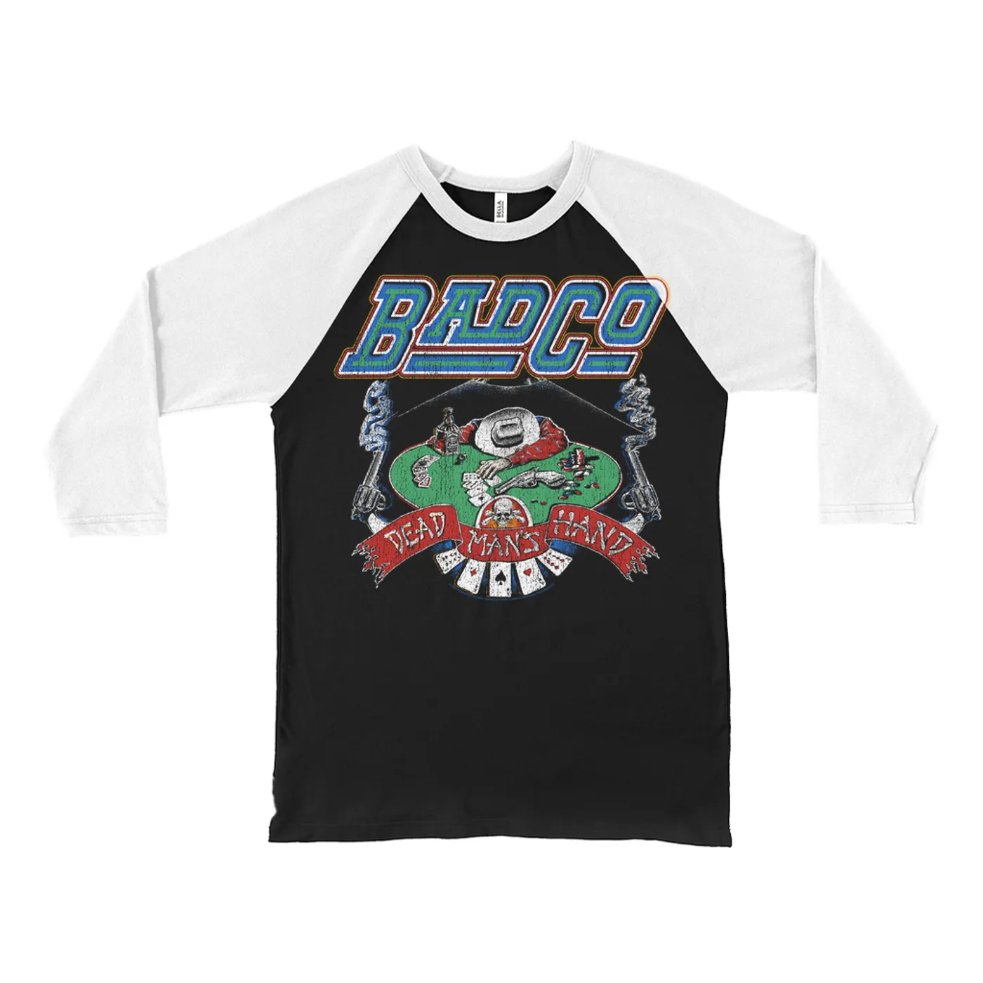 Bad Company 3/4 Sleeve Baseball Tee | Dead Man's Hand Bad Company Shirt