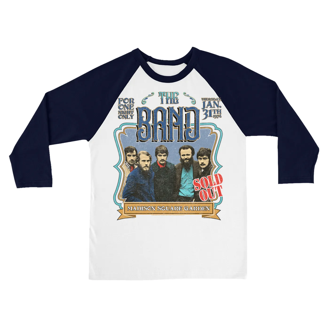 The Band 3/4 Sleeve Baseball Tee | Carnegie Hall Concert Distressed (Merchbar Exclusive) The Band Shirt