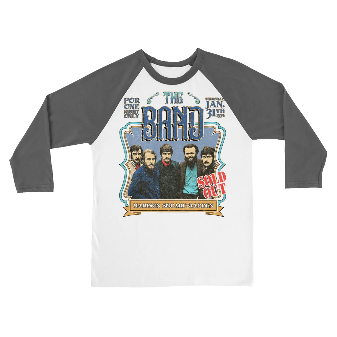 The Band 3/4 Sleeve Baseball Tee | Carnegie Hall Concert Distressed (Merchbar Exclusive) The Band Shirt
