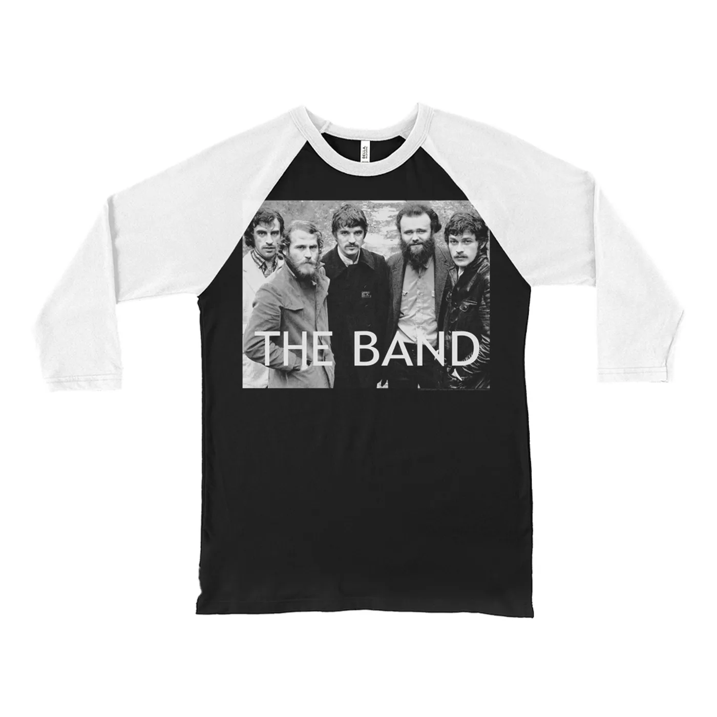 The Band 3/4 Sleeve Baseball Tee | Group Shot With Logo The Band Shirt