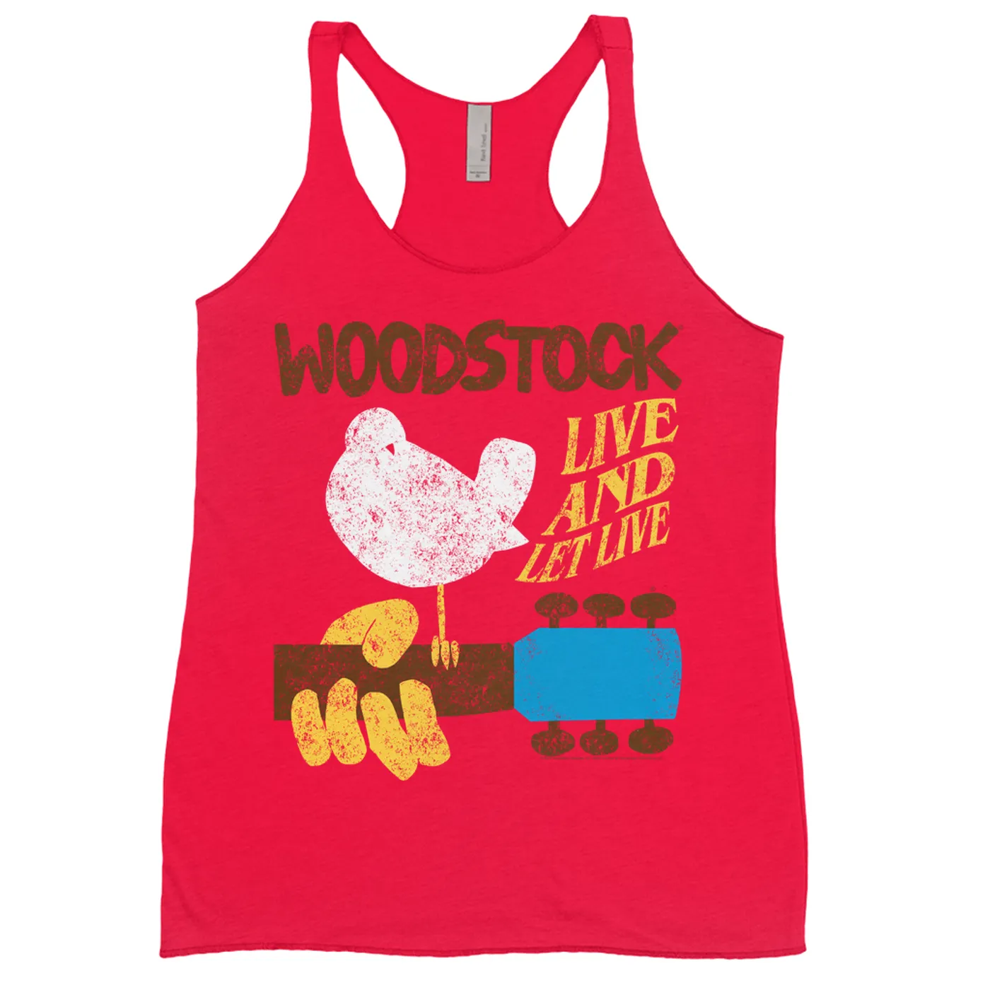 Woodstock Ladies' Tank Top | Live And Let Live Retro Distressed Woodstock Shirt