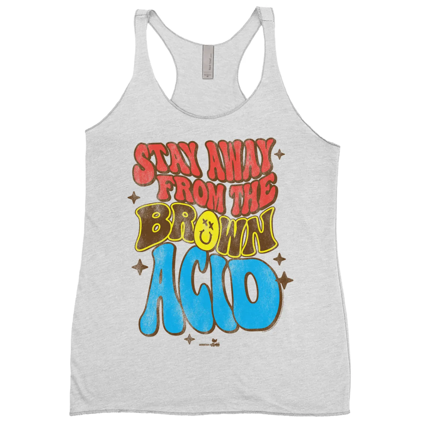 Woodstock Ladies' Tank Top | Stay Away From The Brown Acid Distressed Woodstock Shirt
