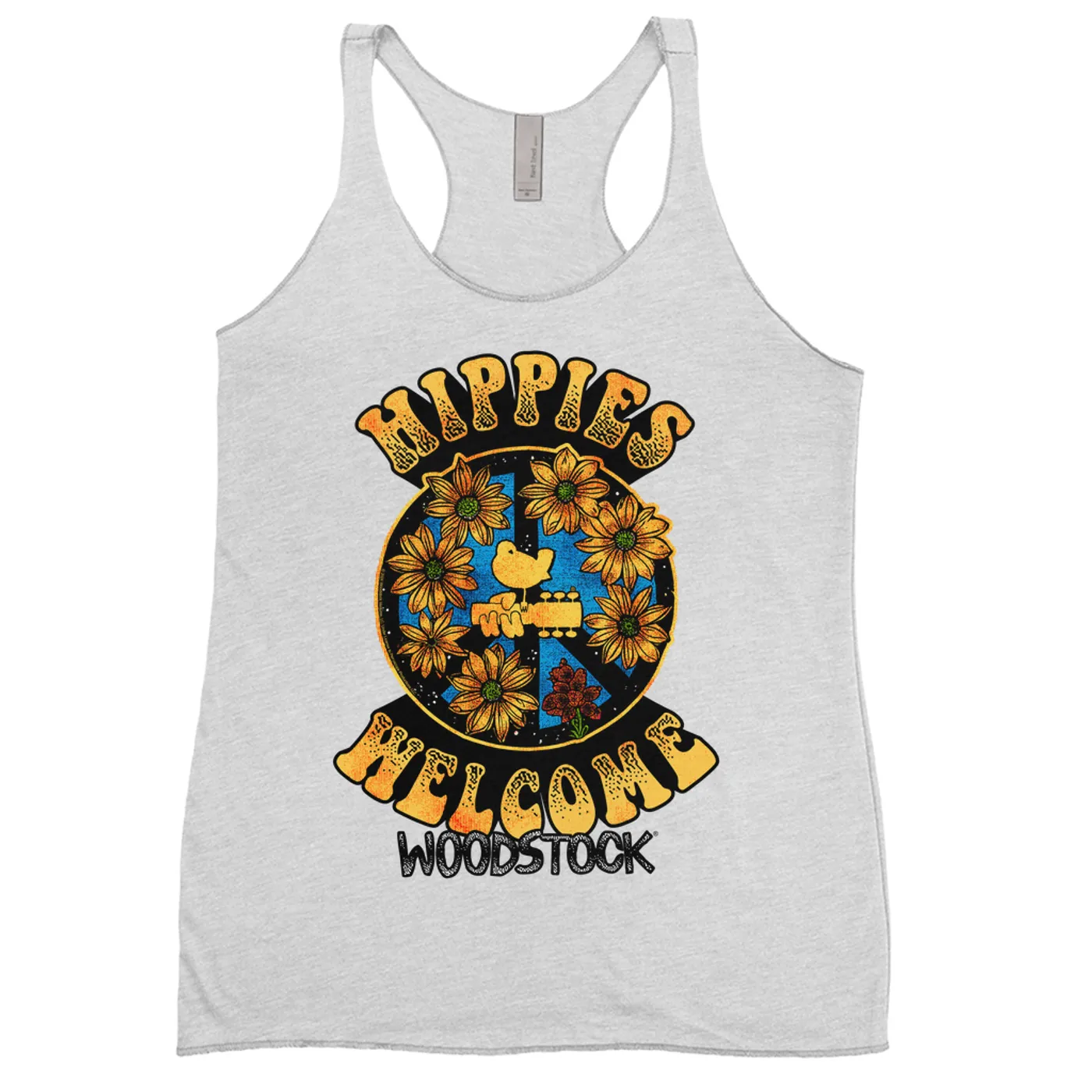 Woodstock Ladies' Tank Top | Hippies Welcome Sunflowers Design Woodstock Shirt