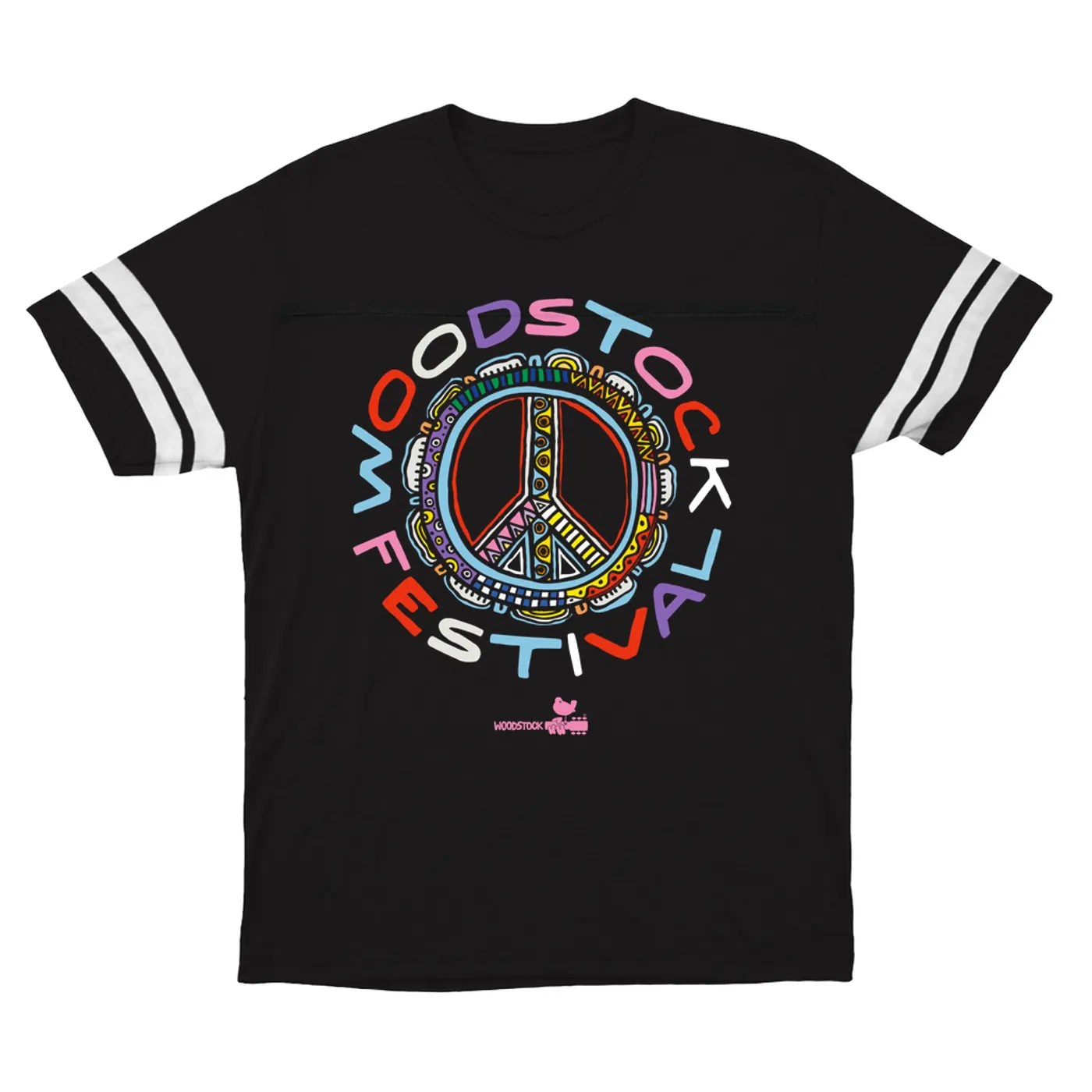 Woodstock T-Shirt | Festival Colorful Multi-Pattern Image Woodstock Football Shirt