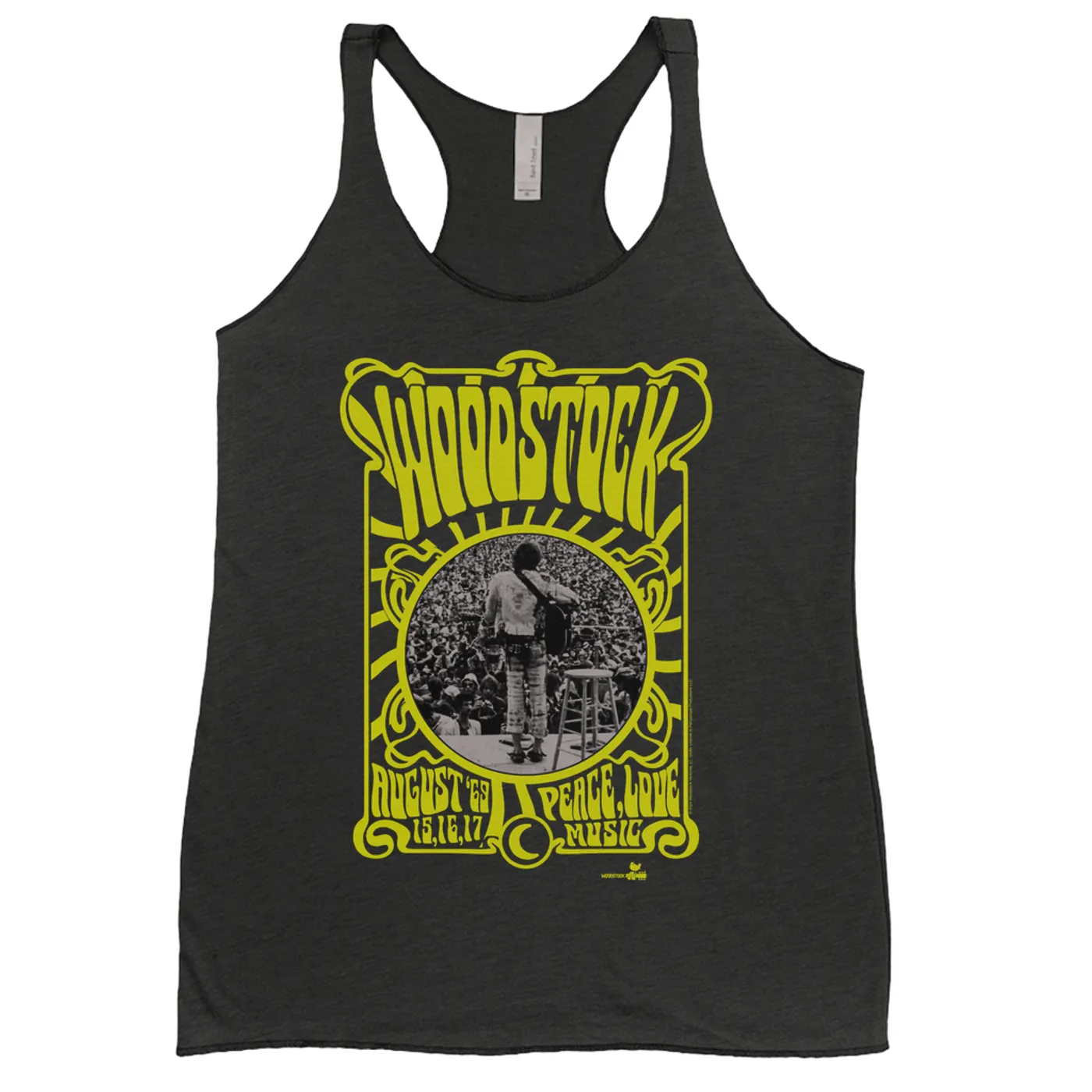 Woodstock Ladies' Tank Top | Peace Love Music Art Nouveau Border Image Woodstock Shirt