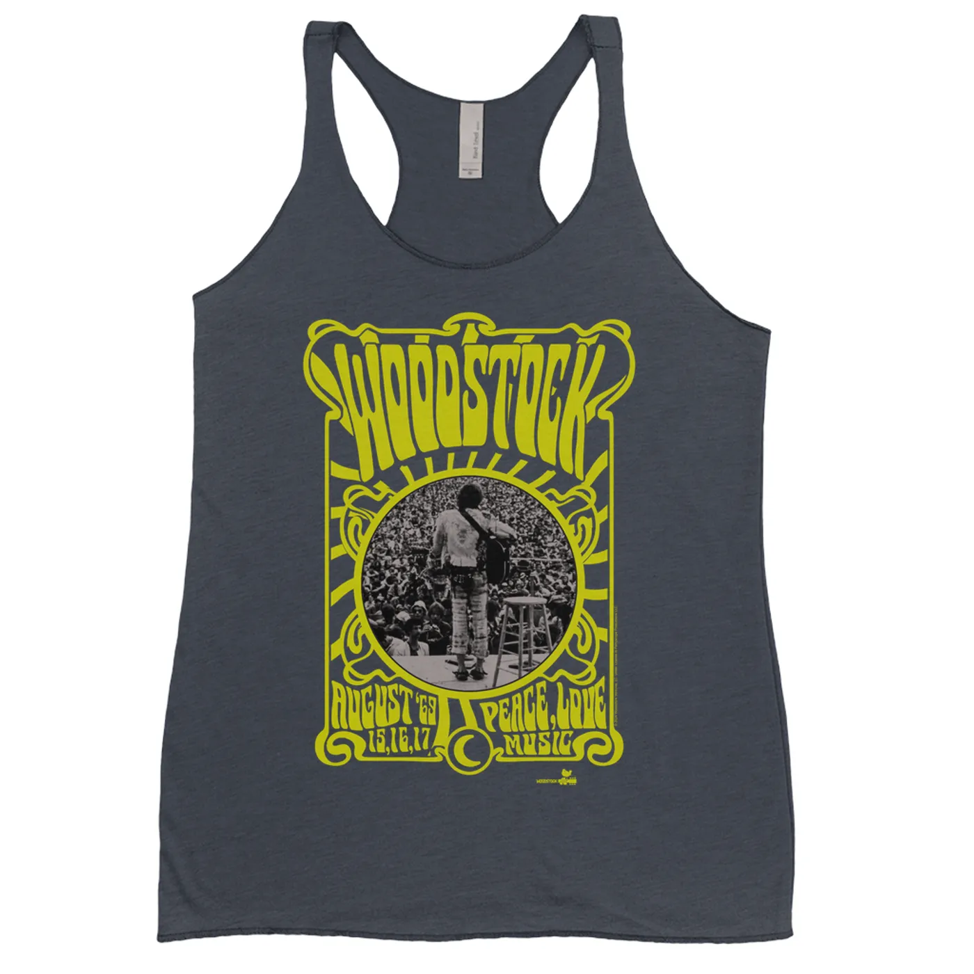 Woodstock Ladies' Tank Top | Peace Love Music Art Nouveau Border Image Woodstock Shirt