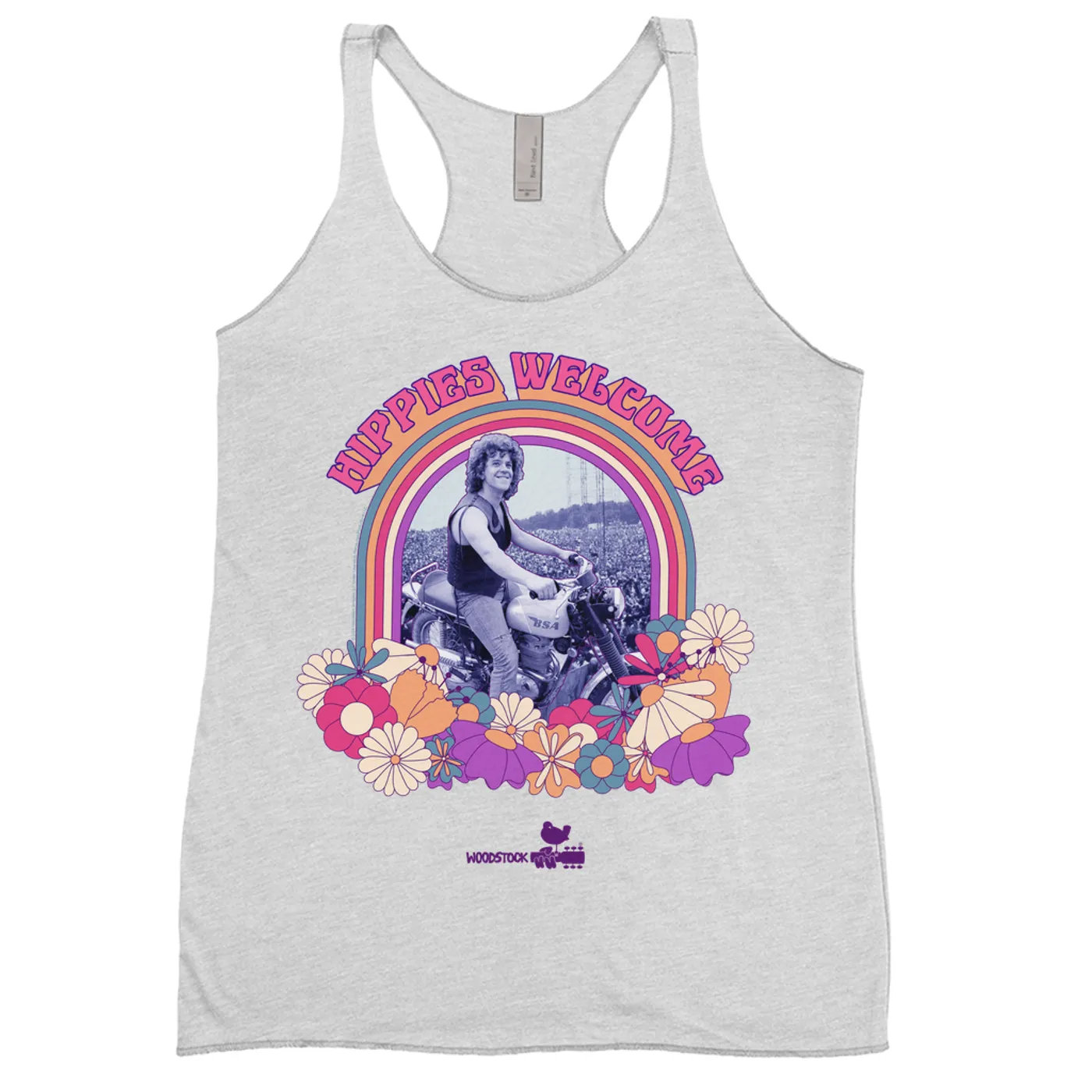 Woodstock Ladies' Tank Top | Hippies Welcome Retro BIker Photo Design Woodstock Shirt