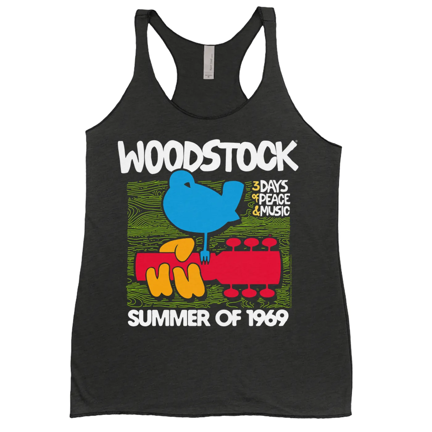 Woodstock Ladies' Tank Top | Summer Of 1969 Wood Grain Image Woodstock Shirt