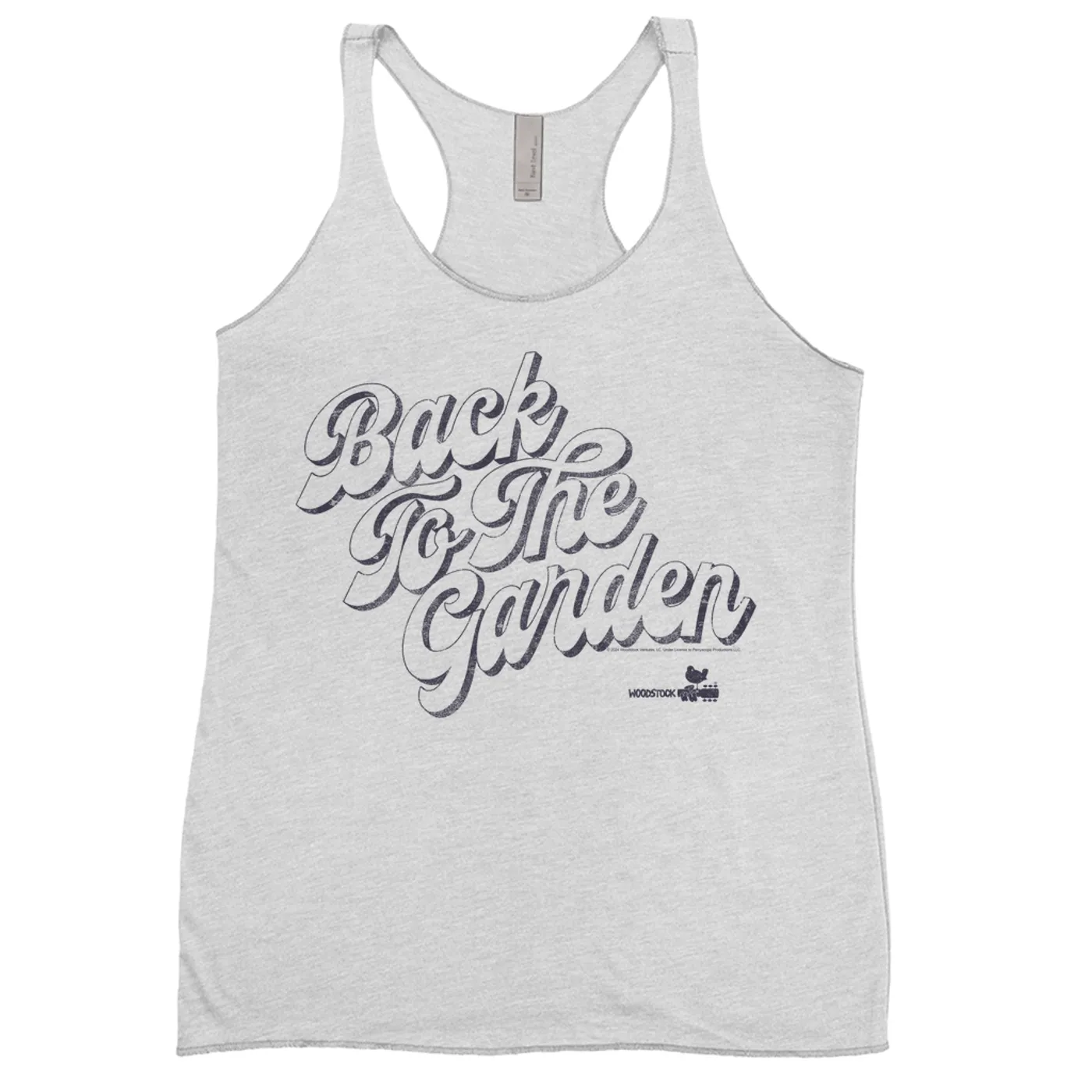 Woodstock Ladies' Tank Top | Back To The Garden Retro Font Design Distressed Woodstock Shirt