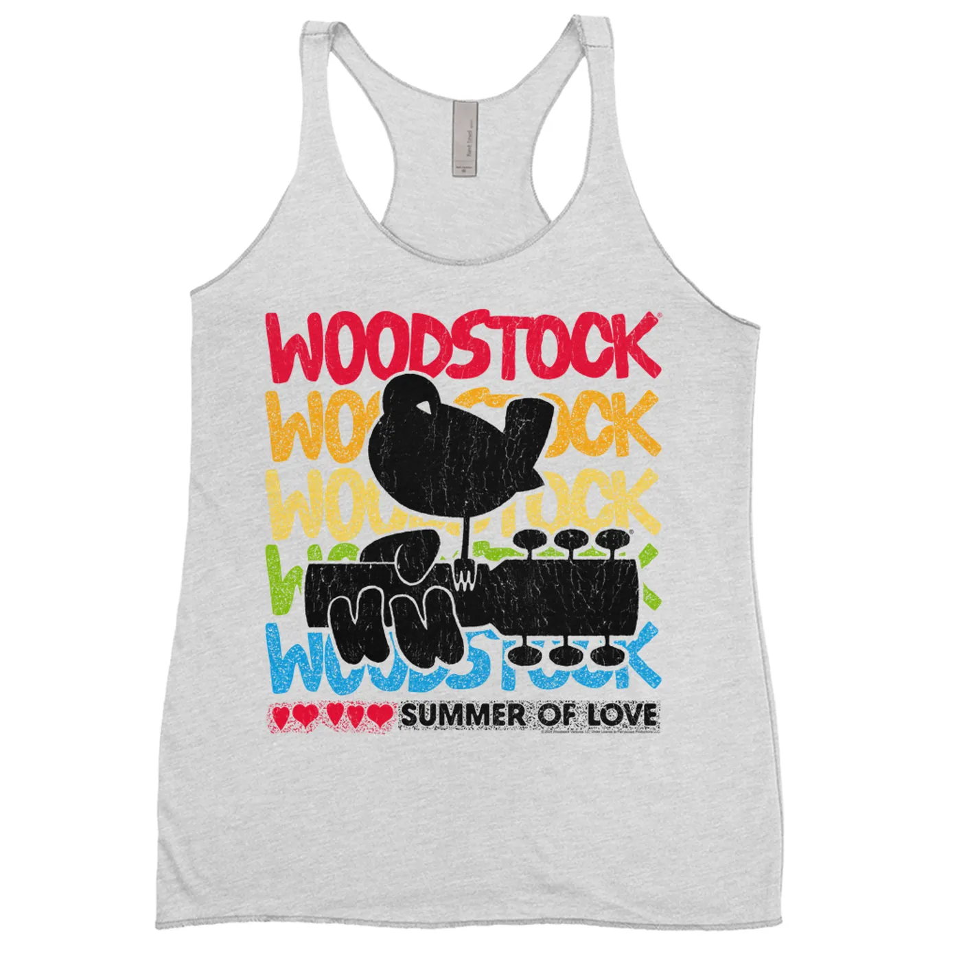 Woodstock Ladies' Tank Top | Rainbow Ombre Summer Of Love Image Distressed Woodstock Shirt