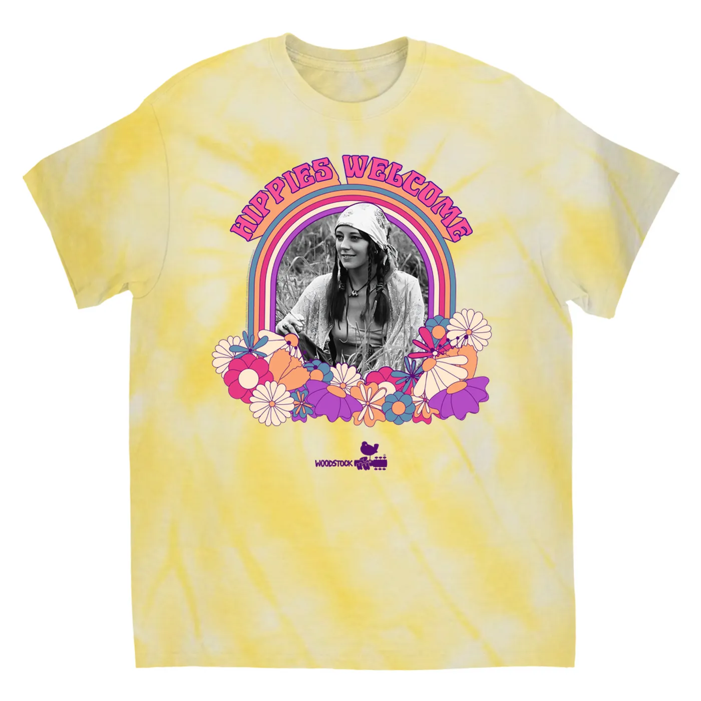 Woodstock T-Shirt | Hippies Welcome Retro Photo Design Woodstock Tie Dye Shirt