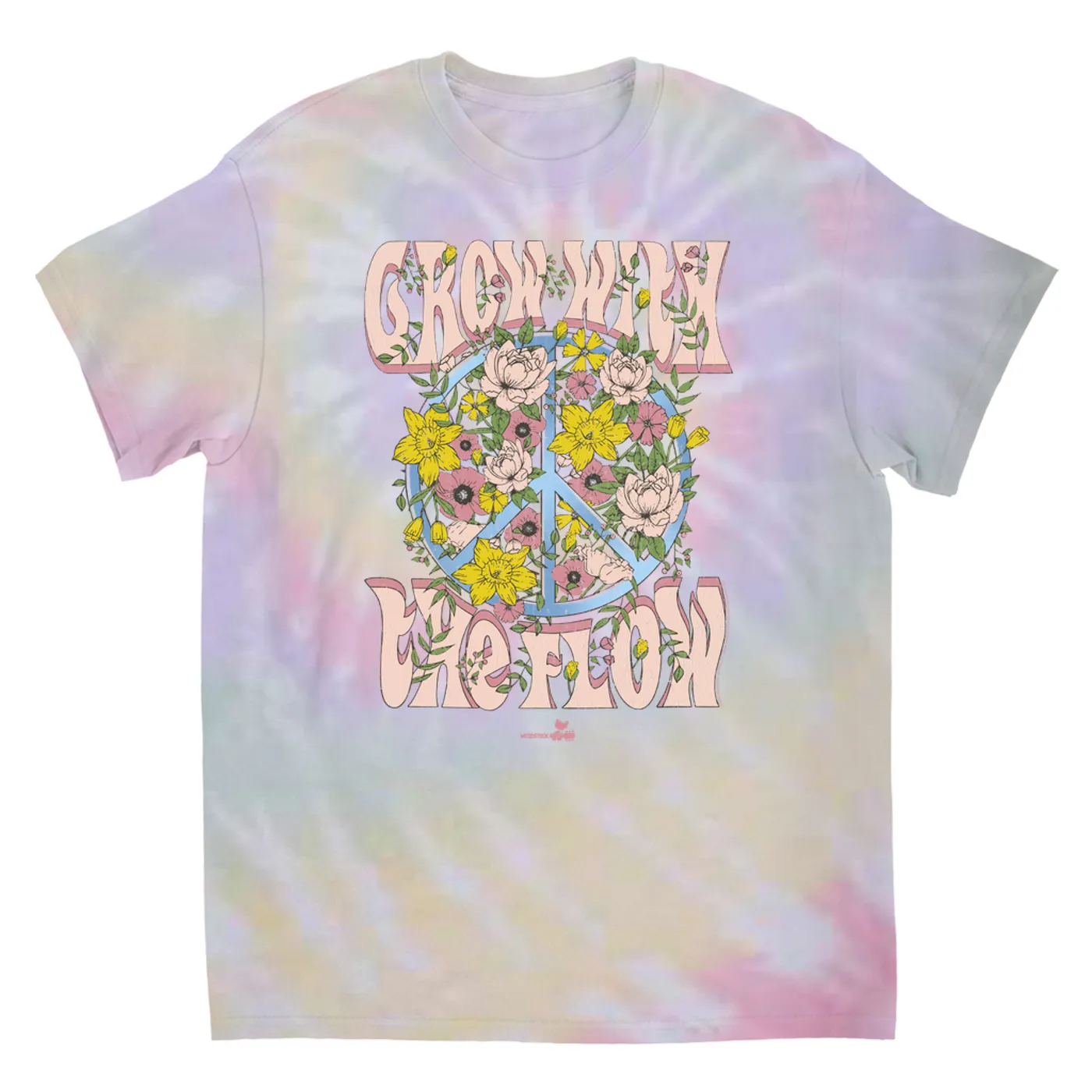 Woodstock T-Shirt | Grow With The Flow Floral Design Woodstock Tie Dye Shirt
