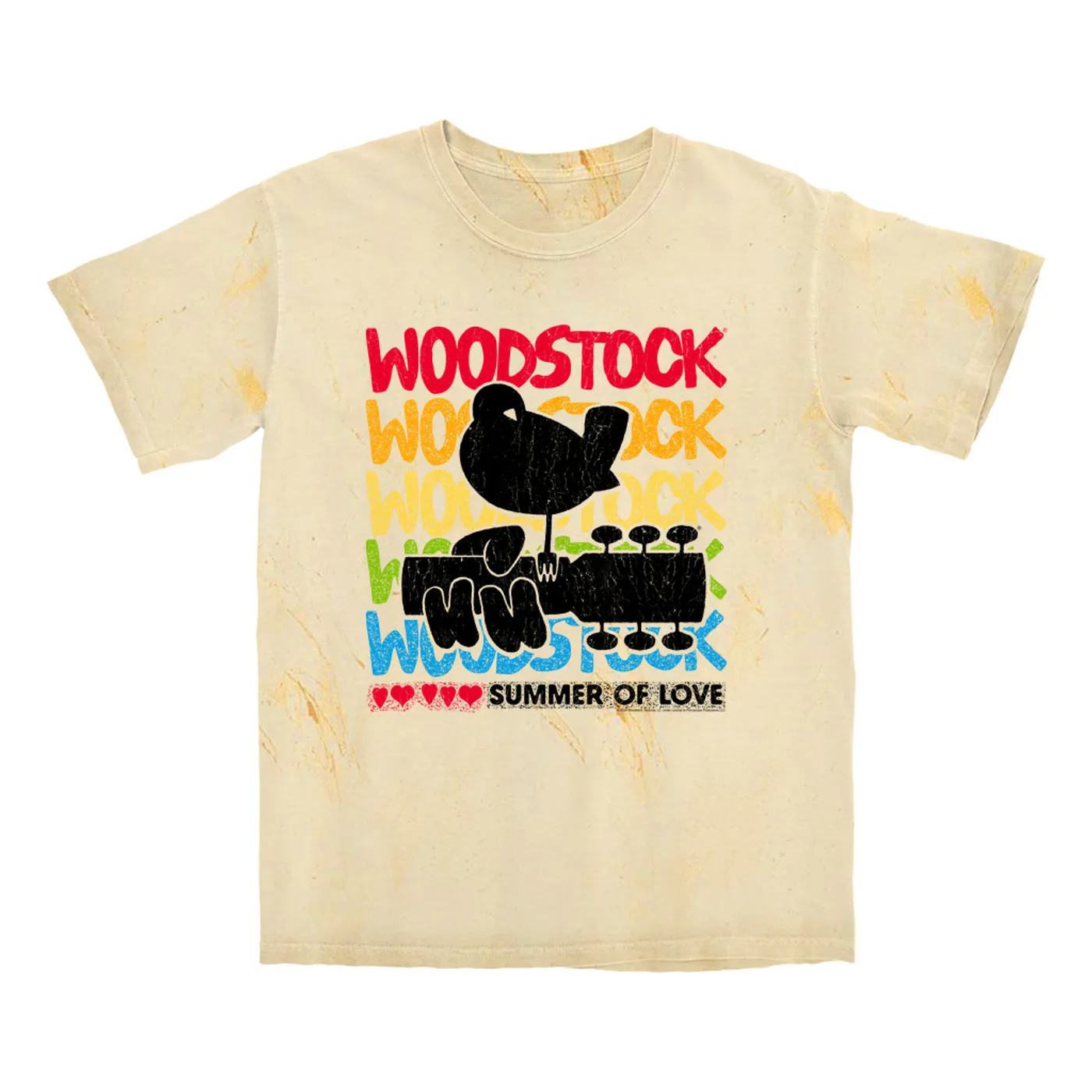 Woodstock T-shirt | Rainbow Ombre Summer Of Love Image Distressed Woodstock Color Blast Shirt