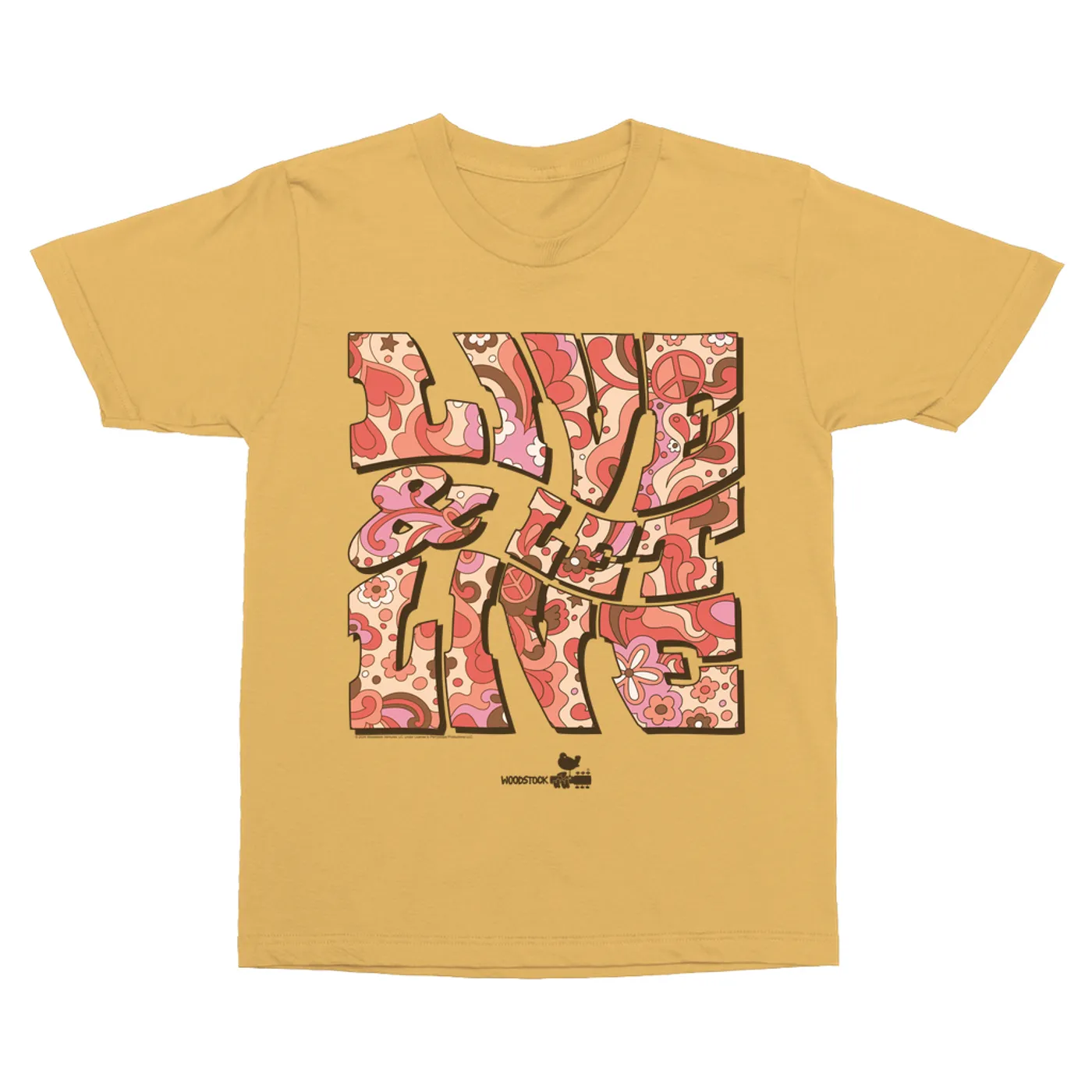 Woodstock T-Shirt | Live And Let Live Hippie Pattern Image Woodstock Vintage Shirt
