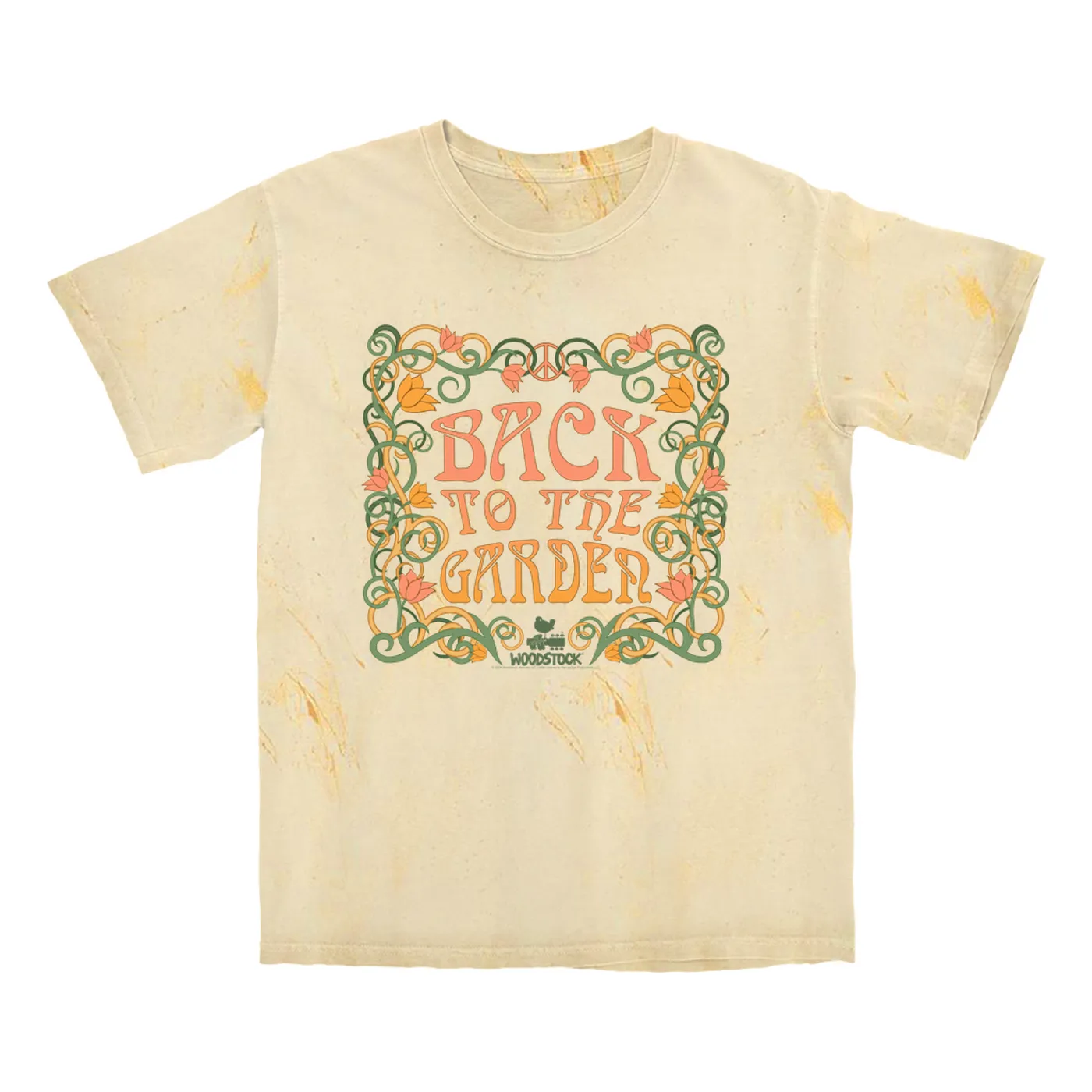 Woodstock T-shirt | Back To The Garden Flower Vine Border Woodstock Color Blast Shirt